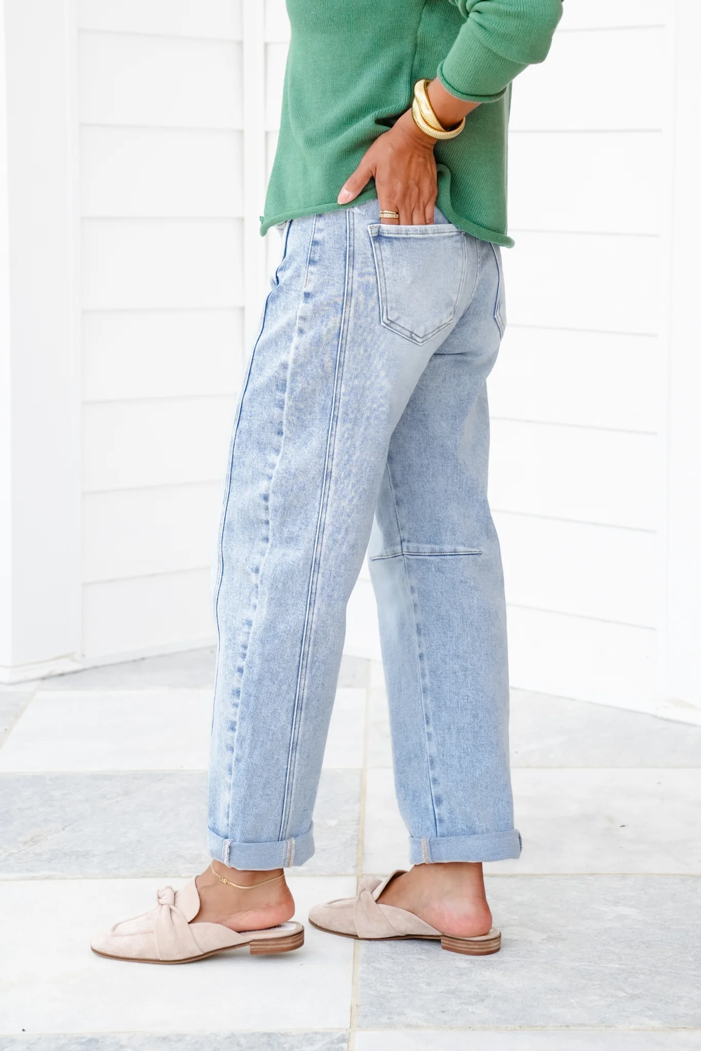 Restock! Risen The Hollis Light Wash Boyfriend Cuffed Barrel Jeans - Image 6
