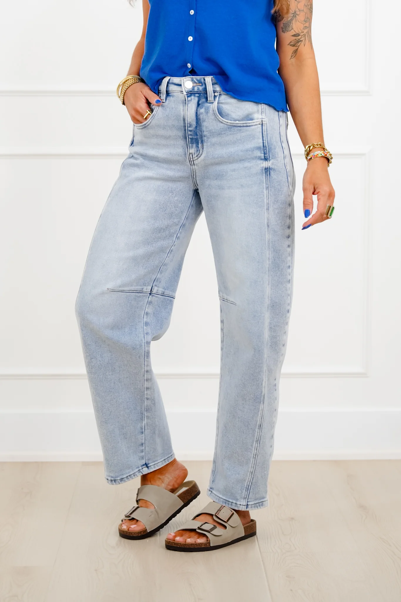 Restock! Risen The Hollis Light Wash Boyfriend Cuffed Barrel Jeans - Image 8