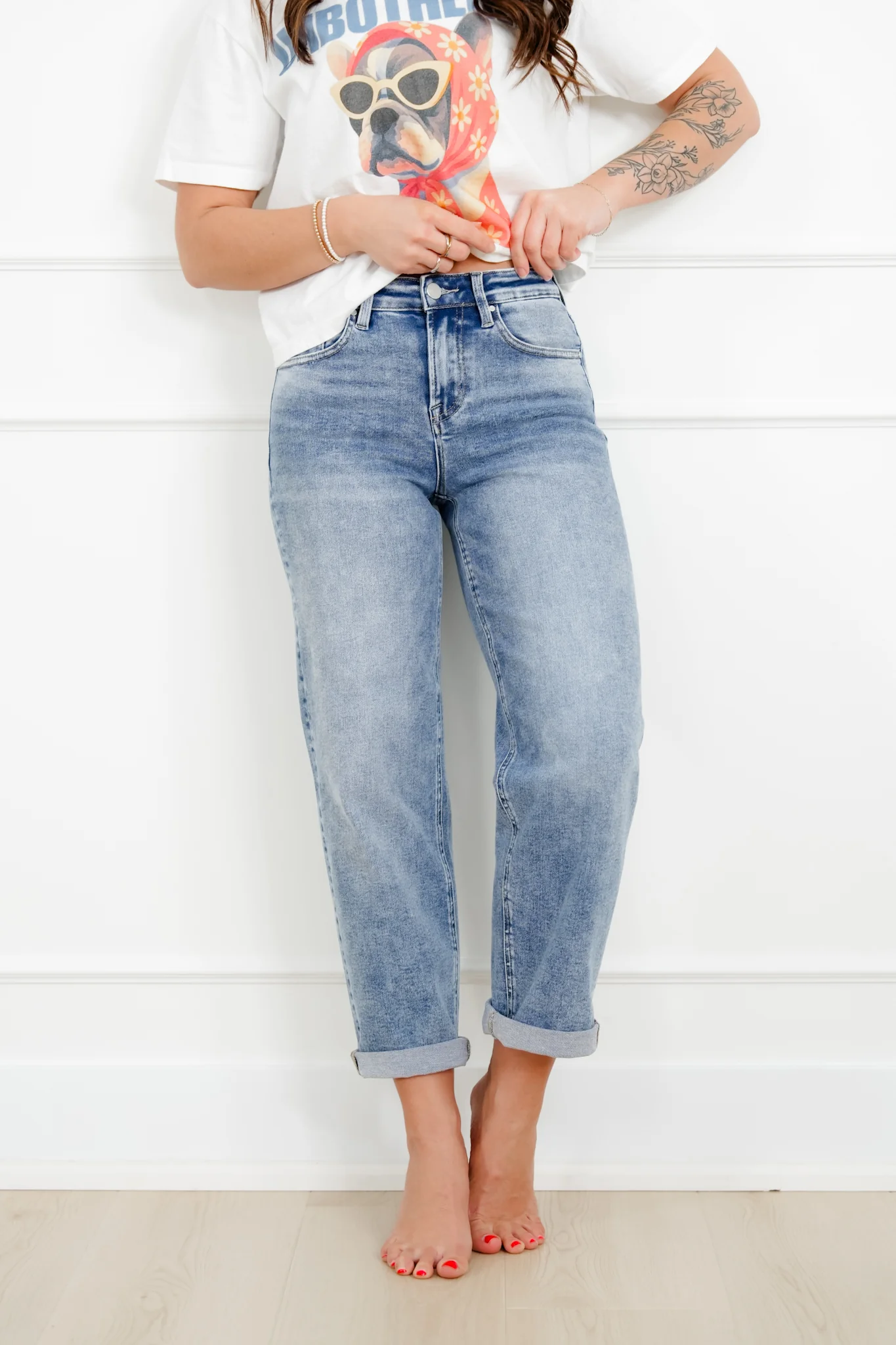 Restock! Risen High Rise Medium Wash Boyfriend Jeans - Image 7