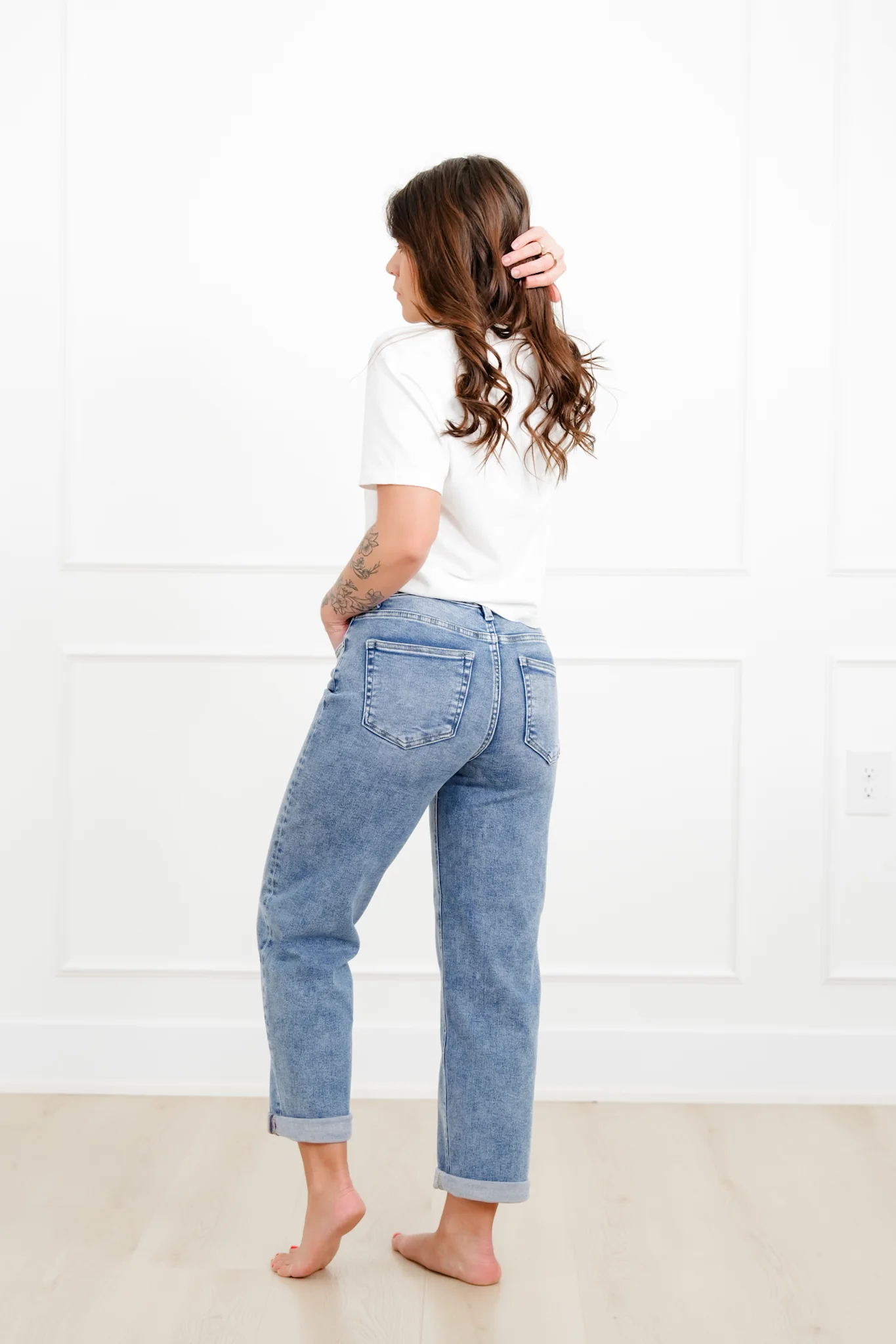 Restock! Risen High Rise Medium Wash Boyfriend Jeans - Image 8