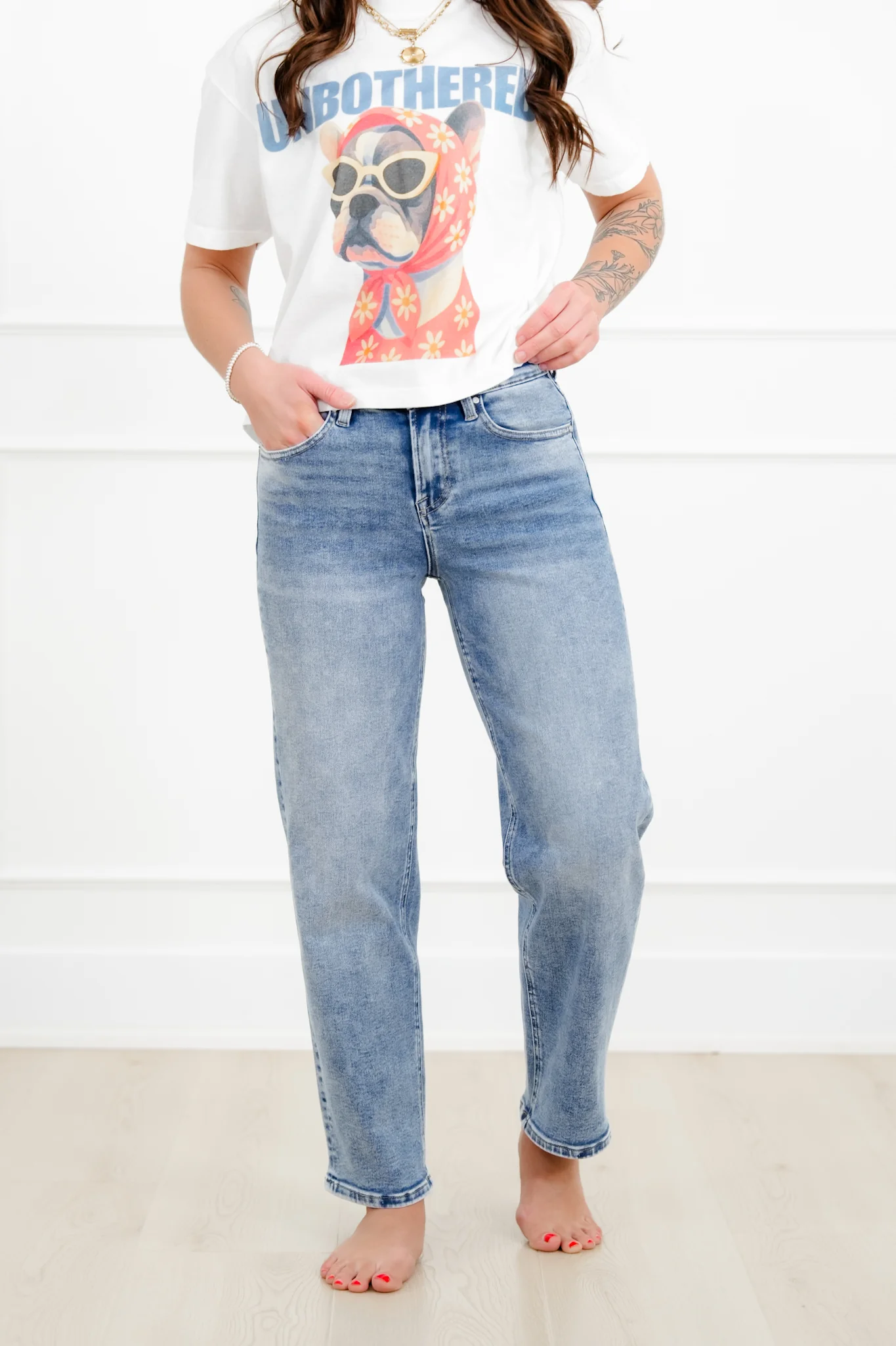 Restock! Risen High Rise Medium Wash Boyfriend Jeans - Image 9