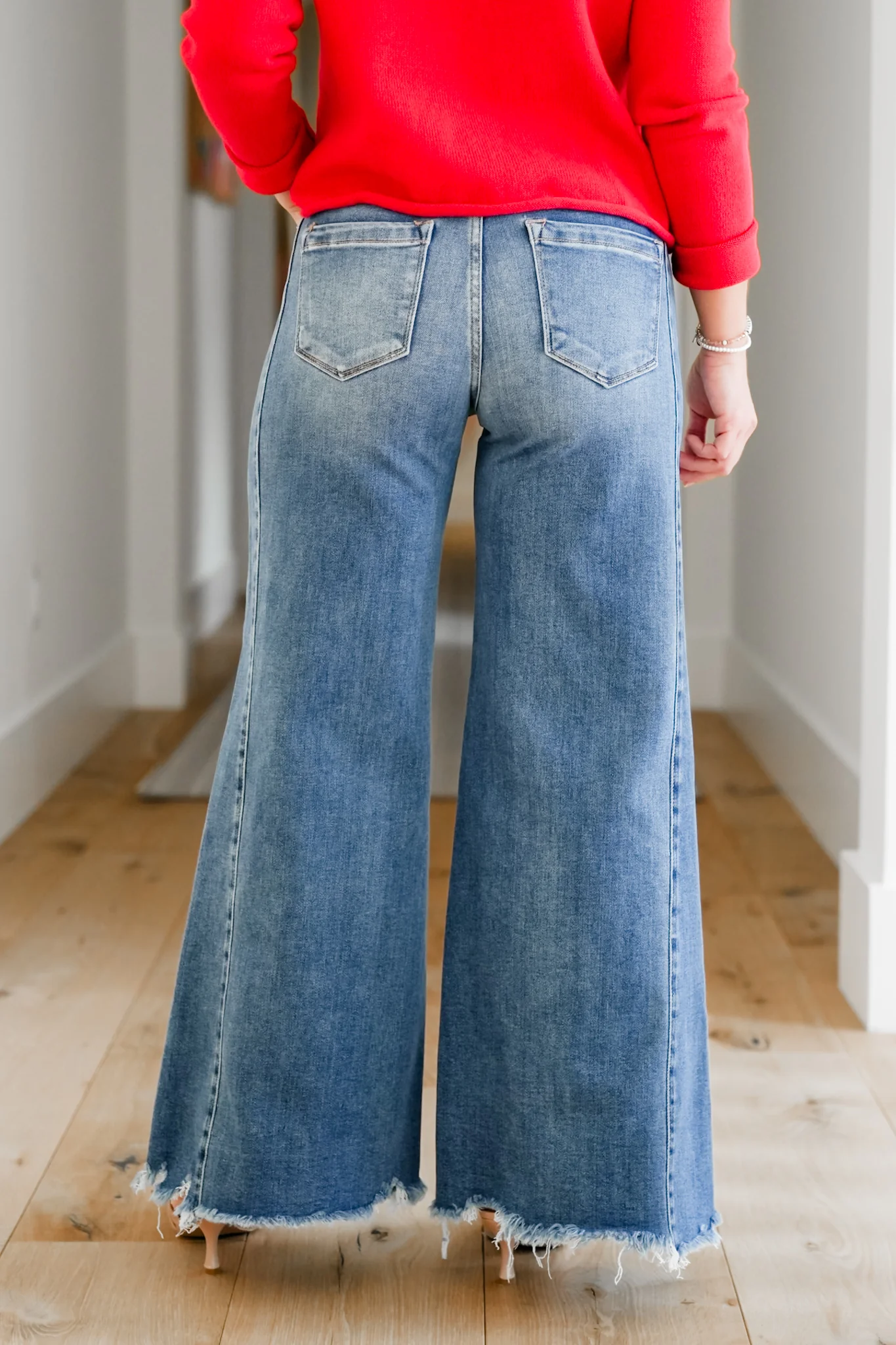 Risen High Rise Medium Wash Wide Leg Jeans - Image 5