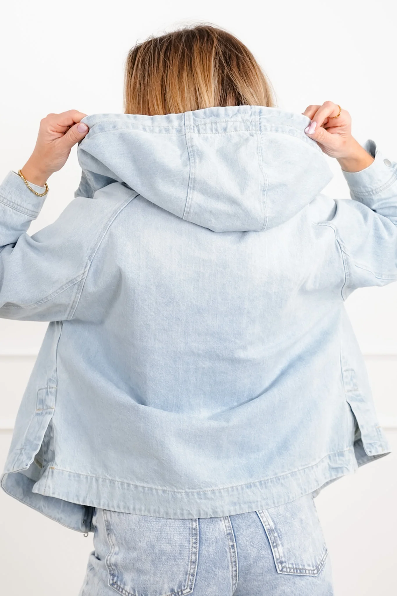 Risen Light Wash Long Sleeve Hooded Jacket - Image 6