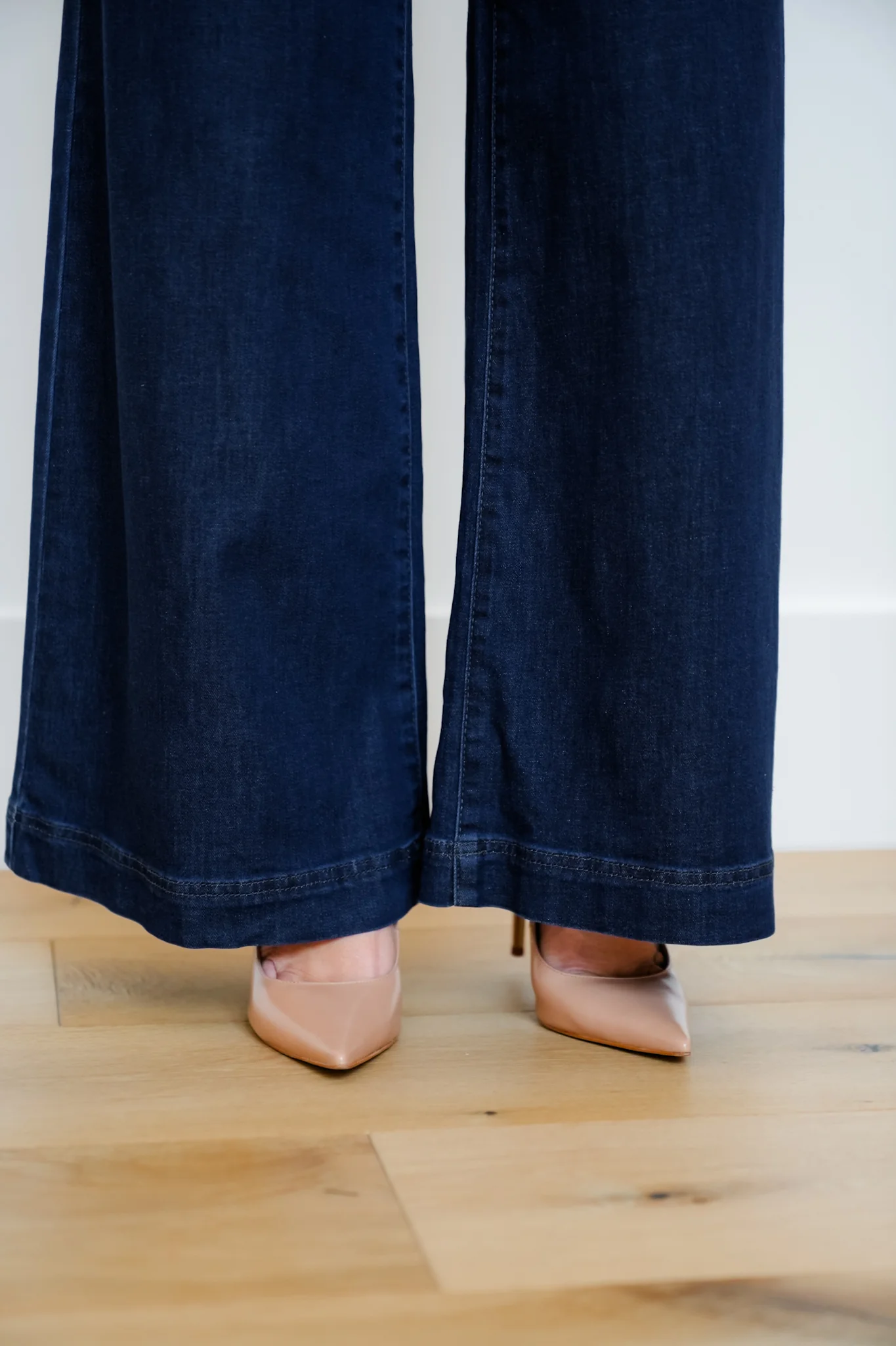 Risen Mid Rise Dark Wash Wide Leg Pants with Tie Waistband - Image 8