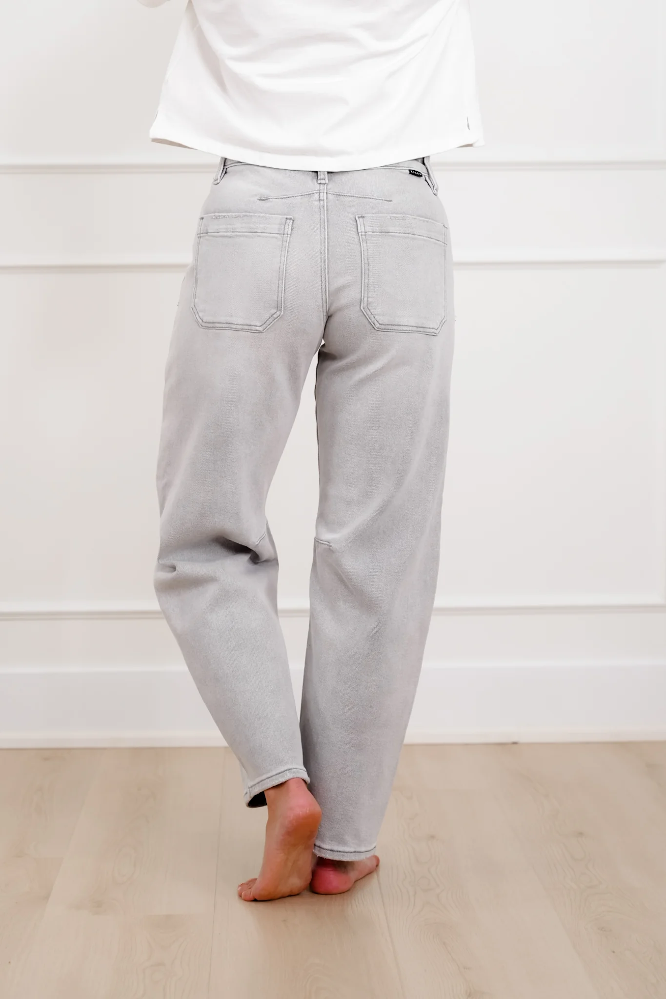 Restock! Risen The Stormi High Rise Grey Barrel Jeans with Patch Pockets - Image 5