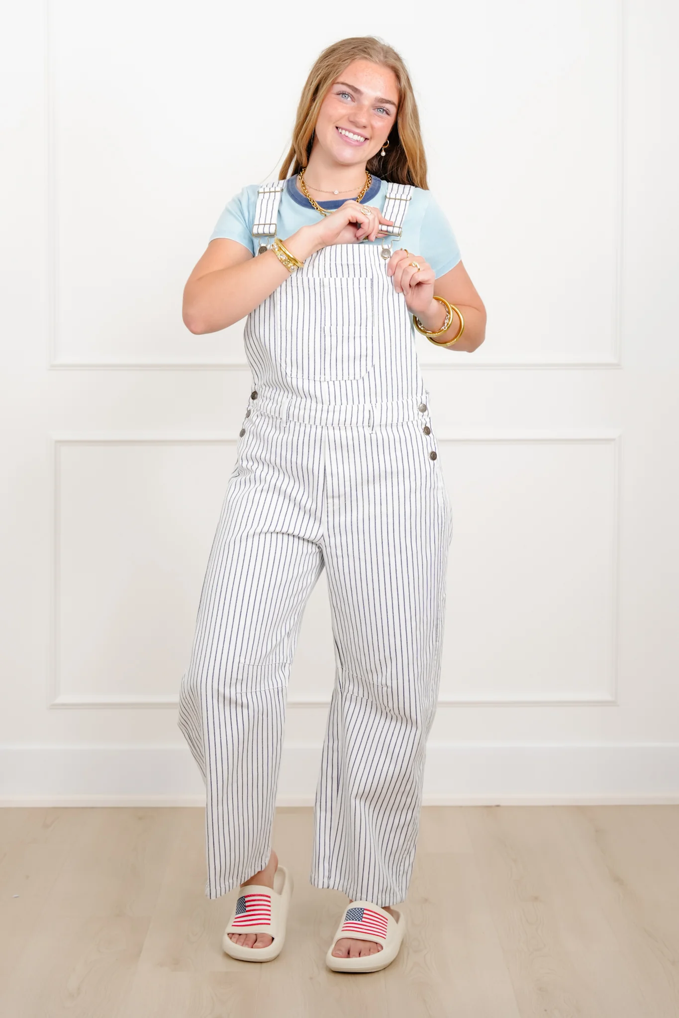 Rope Stripe Print Barrel Pants Overall - Image 4