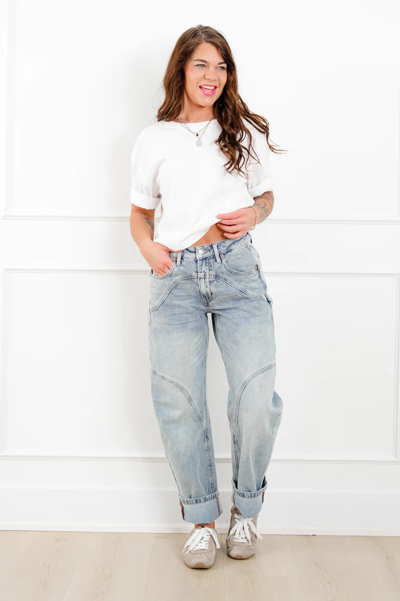 Restock! Saige High Rise Light Wash Barrel Jeans with Wide Cuff - Image 4