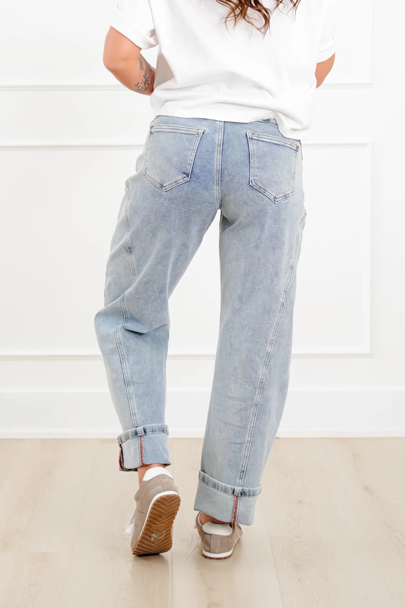 Restock! Saige High Rise Light Wash Barrel Jeans with Wide Cuff - Image 6