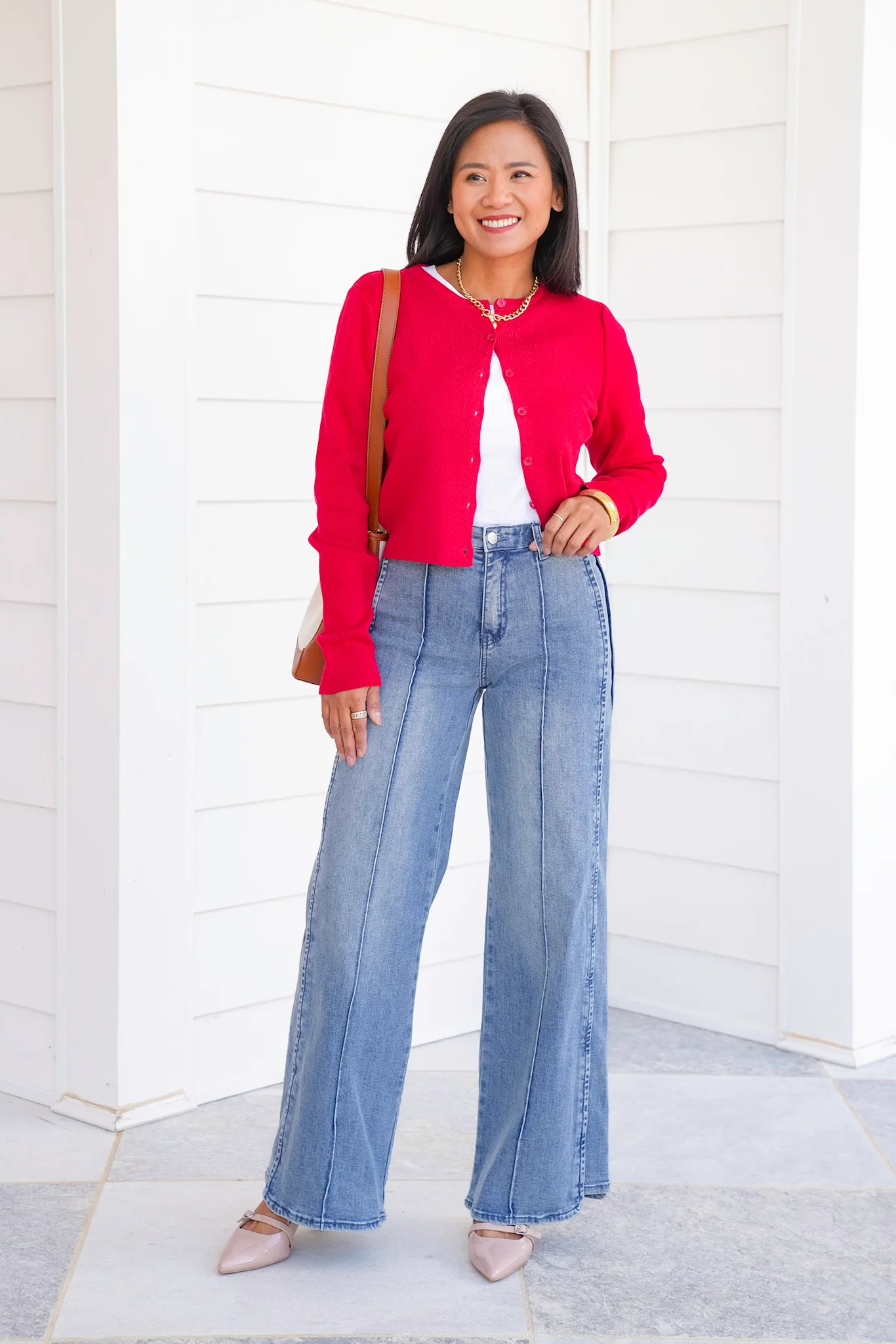 Saige High Rise Medium Wash Tummy Control Wide Leg Jeans - Image 8