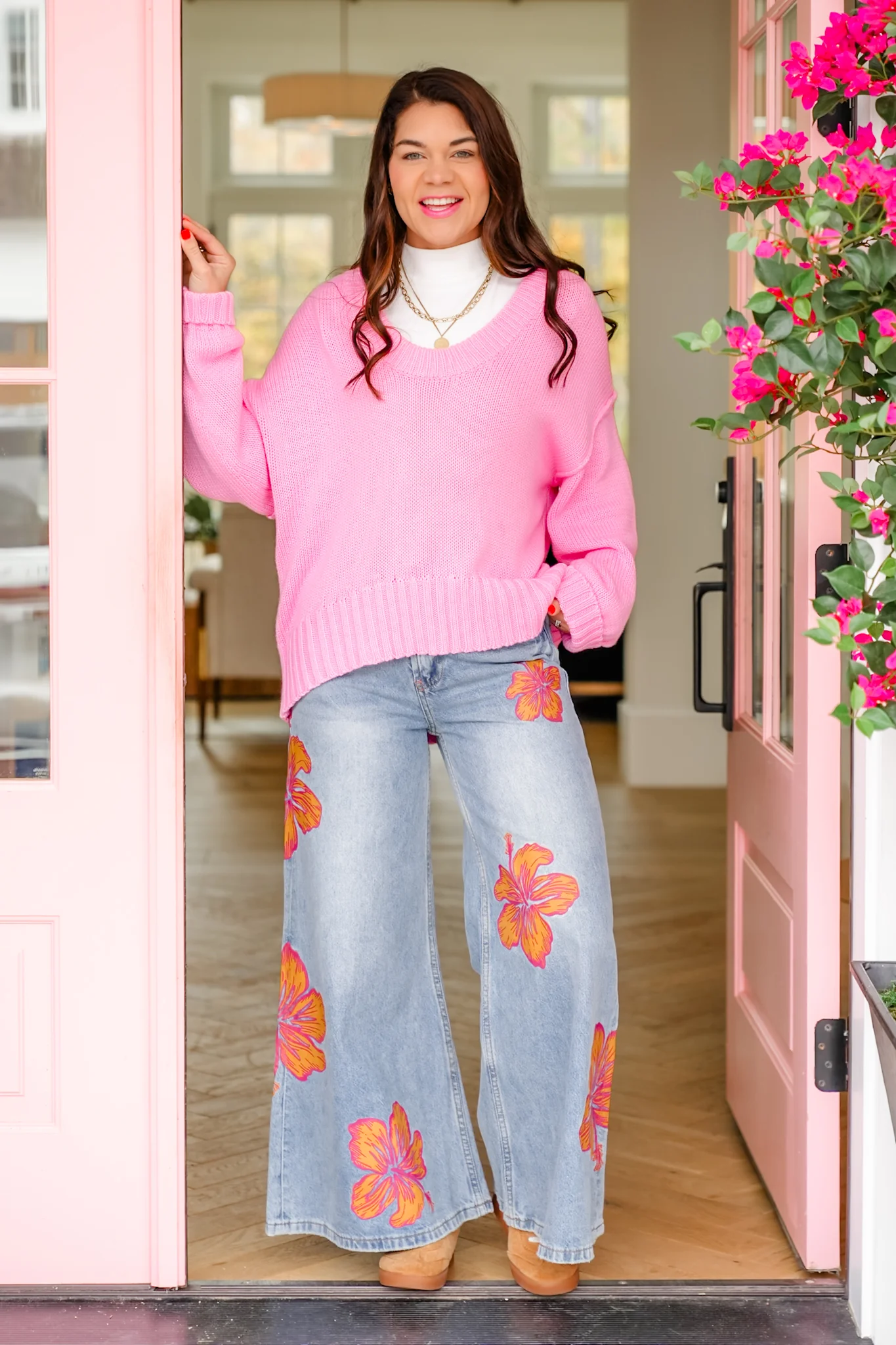 Long Sleeve Scoop Neck Drop Shoulder Sweater - Image 4