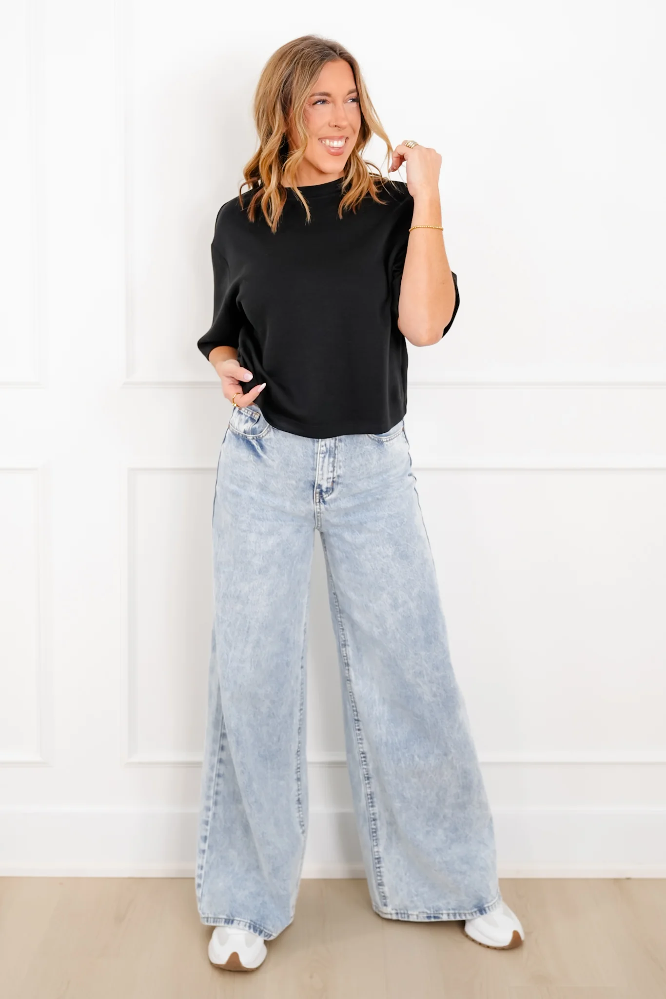 Short Sleeve Drop Shoulder Knit Top - Image 4