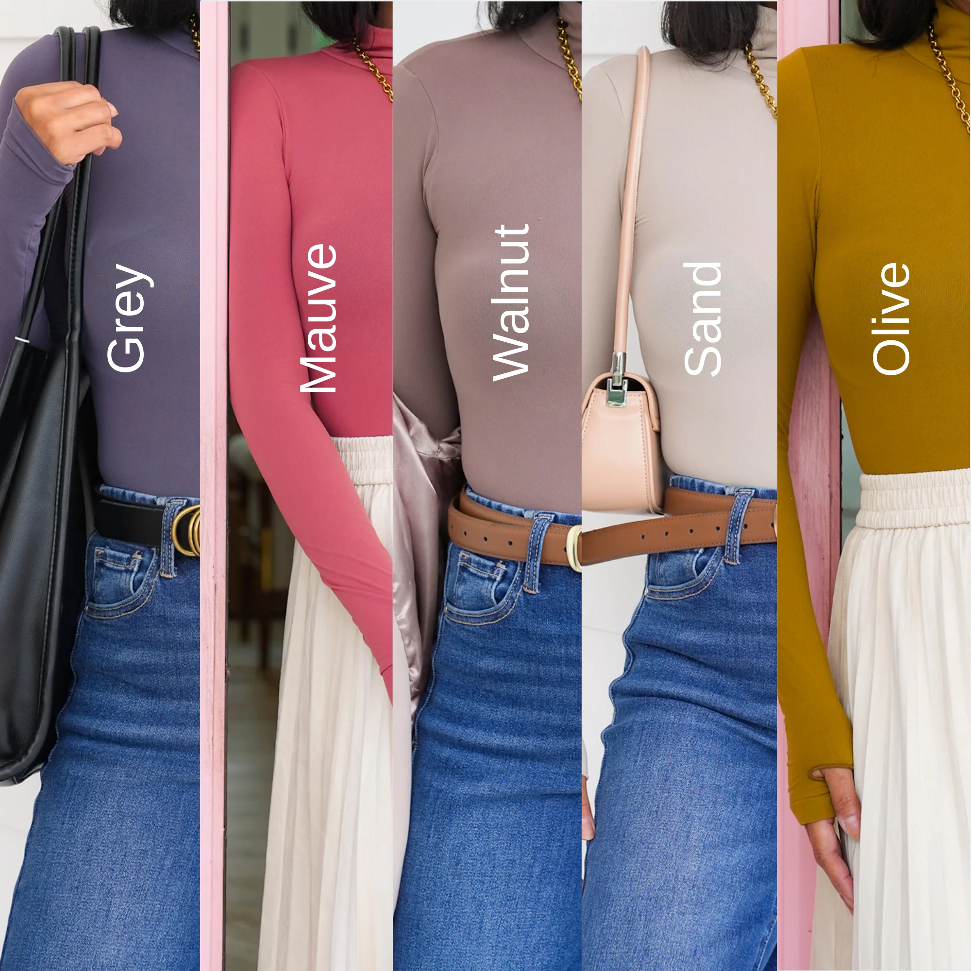 Seamless Long Sleeve Turtleneck Bodysuit with Thumbholes - Image 13