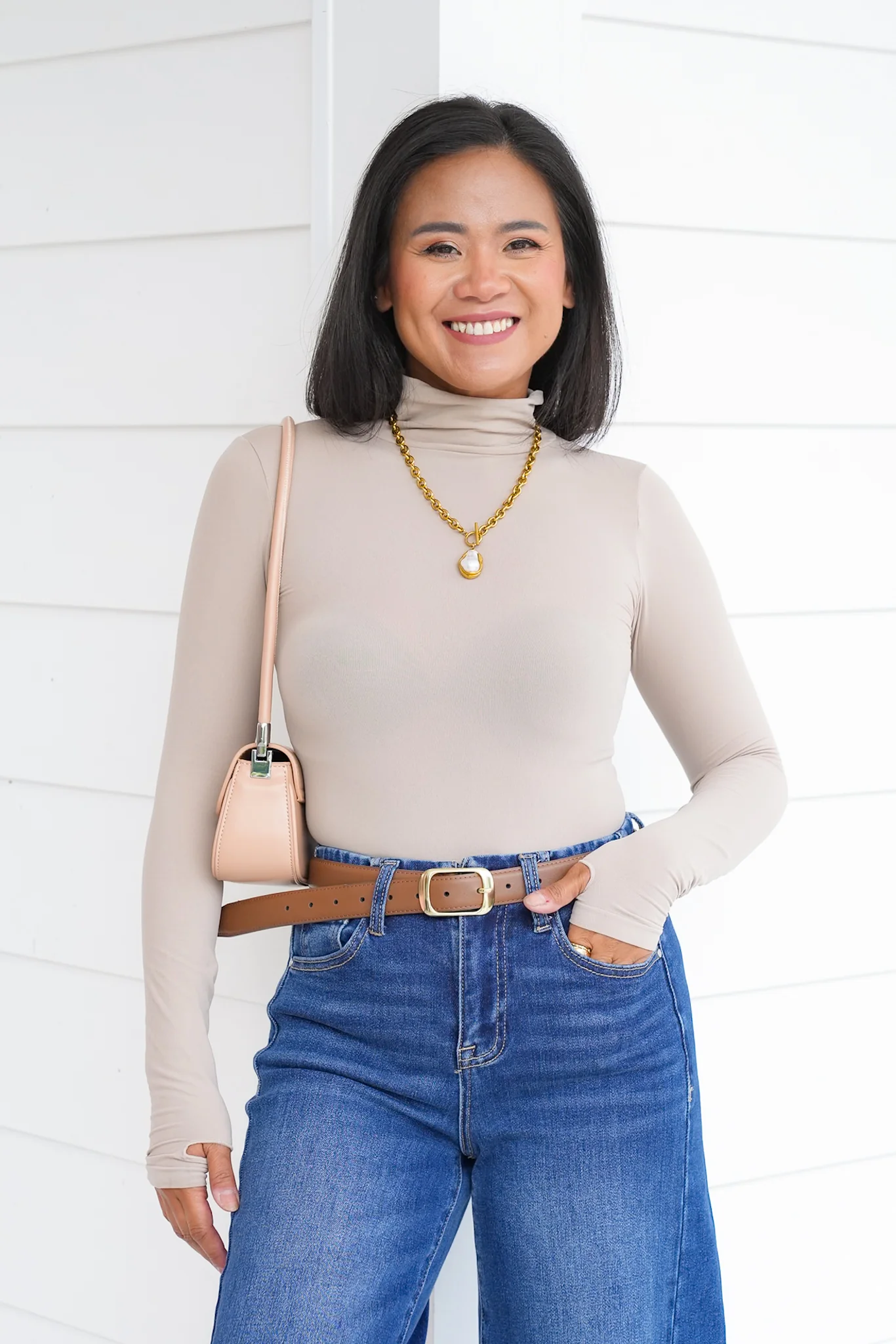 Seamless Long Sleeve Turtleneck Bodysuit with Thumbholes - Image 3