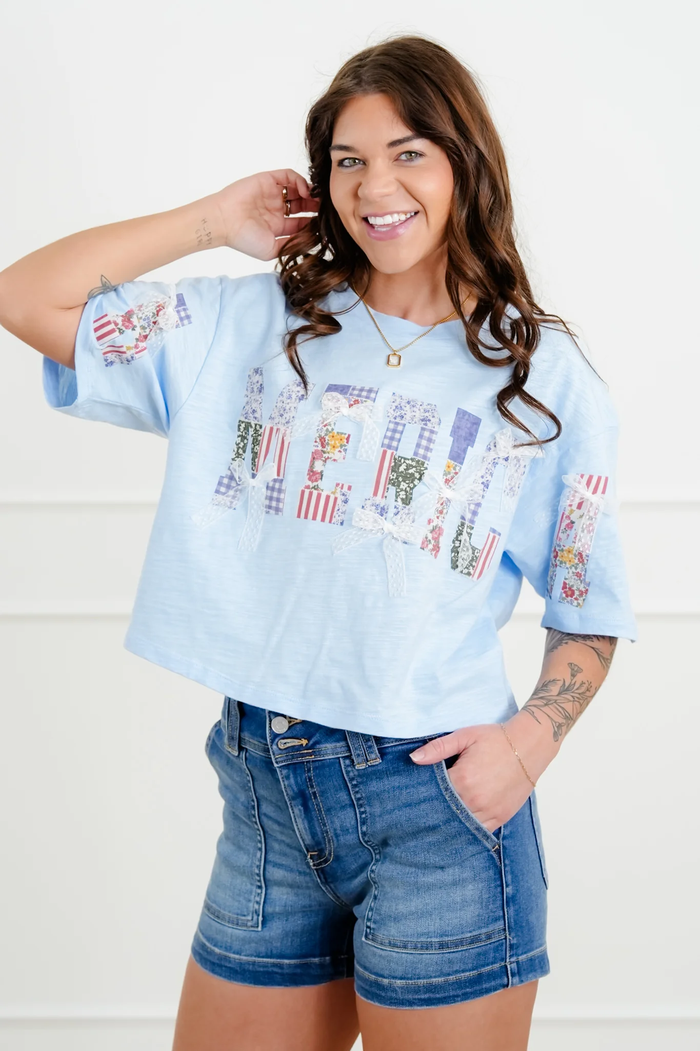 Short Sleeve "America" Top with Bow - Image 3