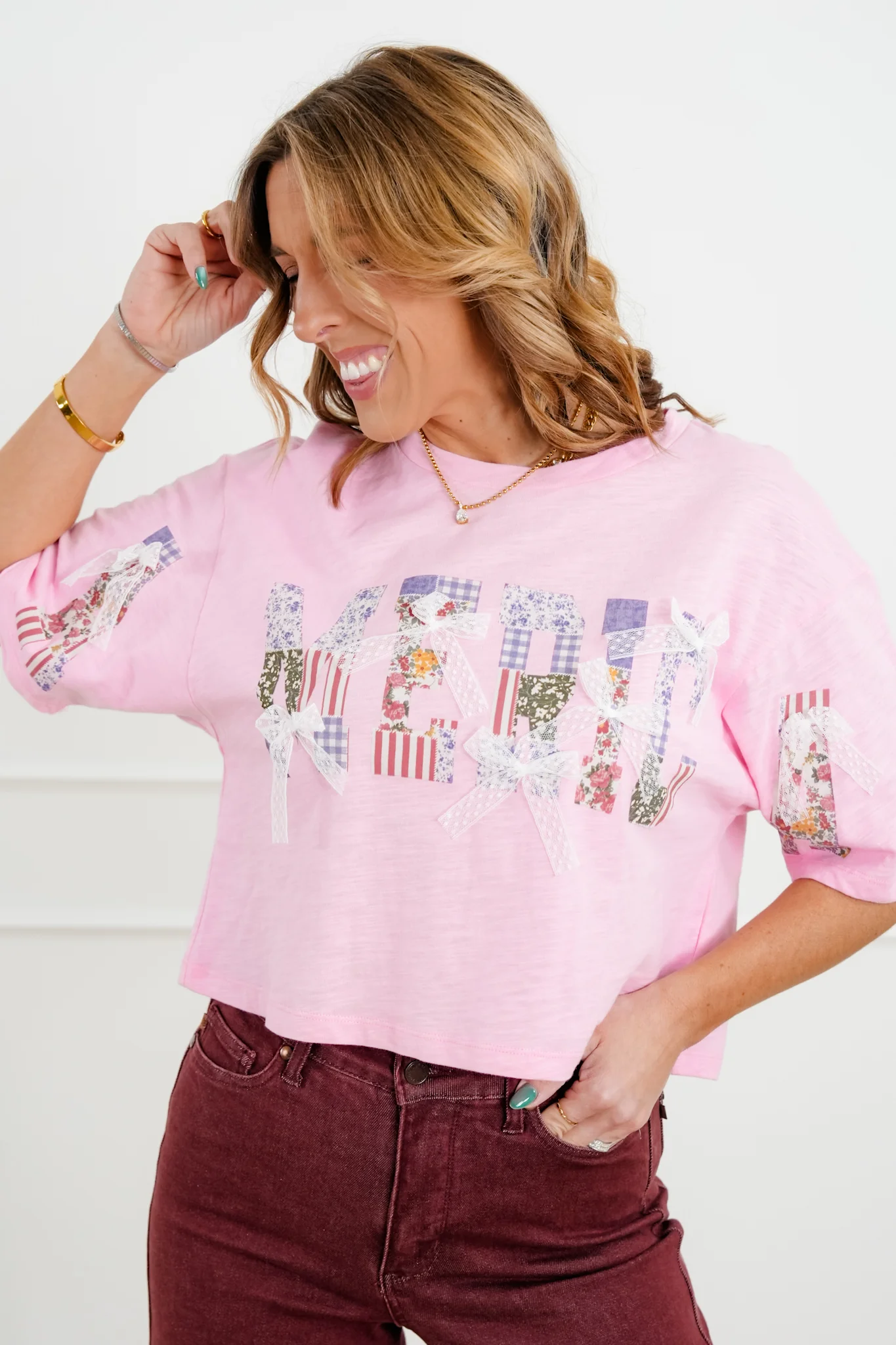 Short Sleeve "America" Top with Bow - Image 5