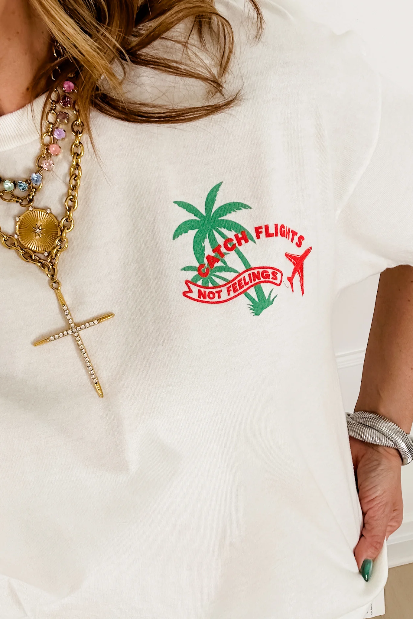 Short Sleeve "Catch Flights Not Feelings" Graphic Tee - Image 3
