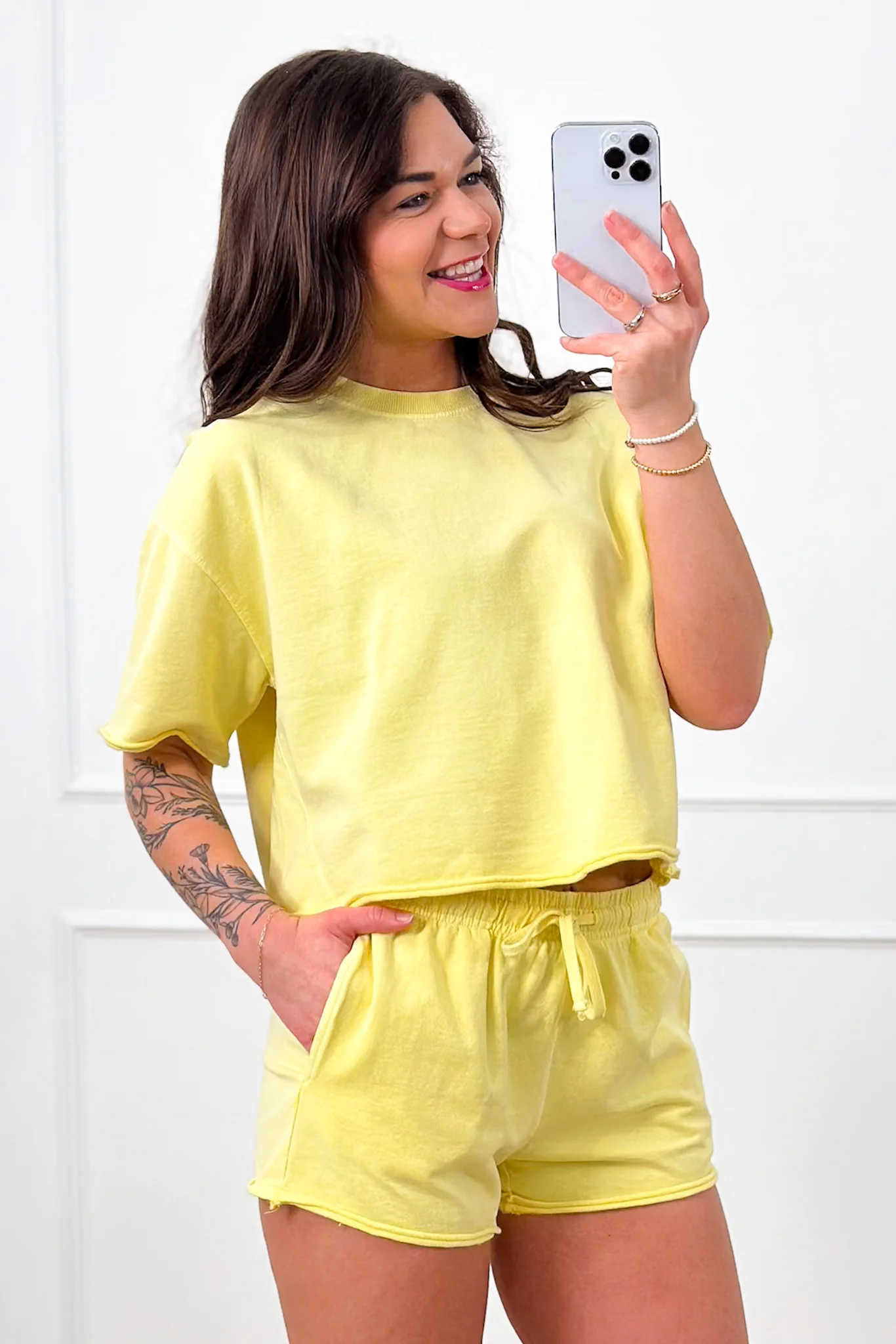 Short Sleeve Crew Neck Top and Shorts Set - Image 4