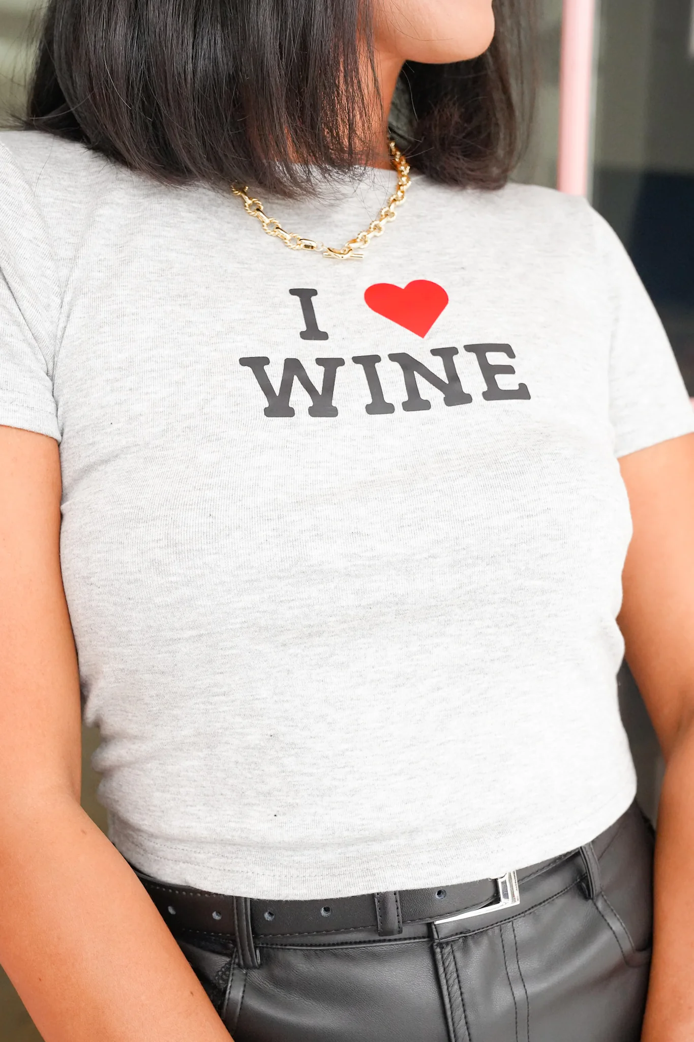 Short Sleeve 'I Love Wine' Baby Tee - Image 5