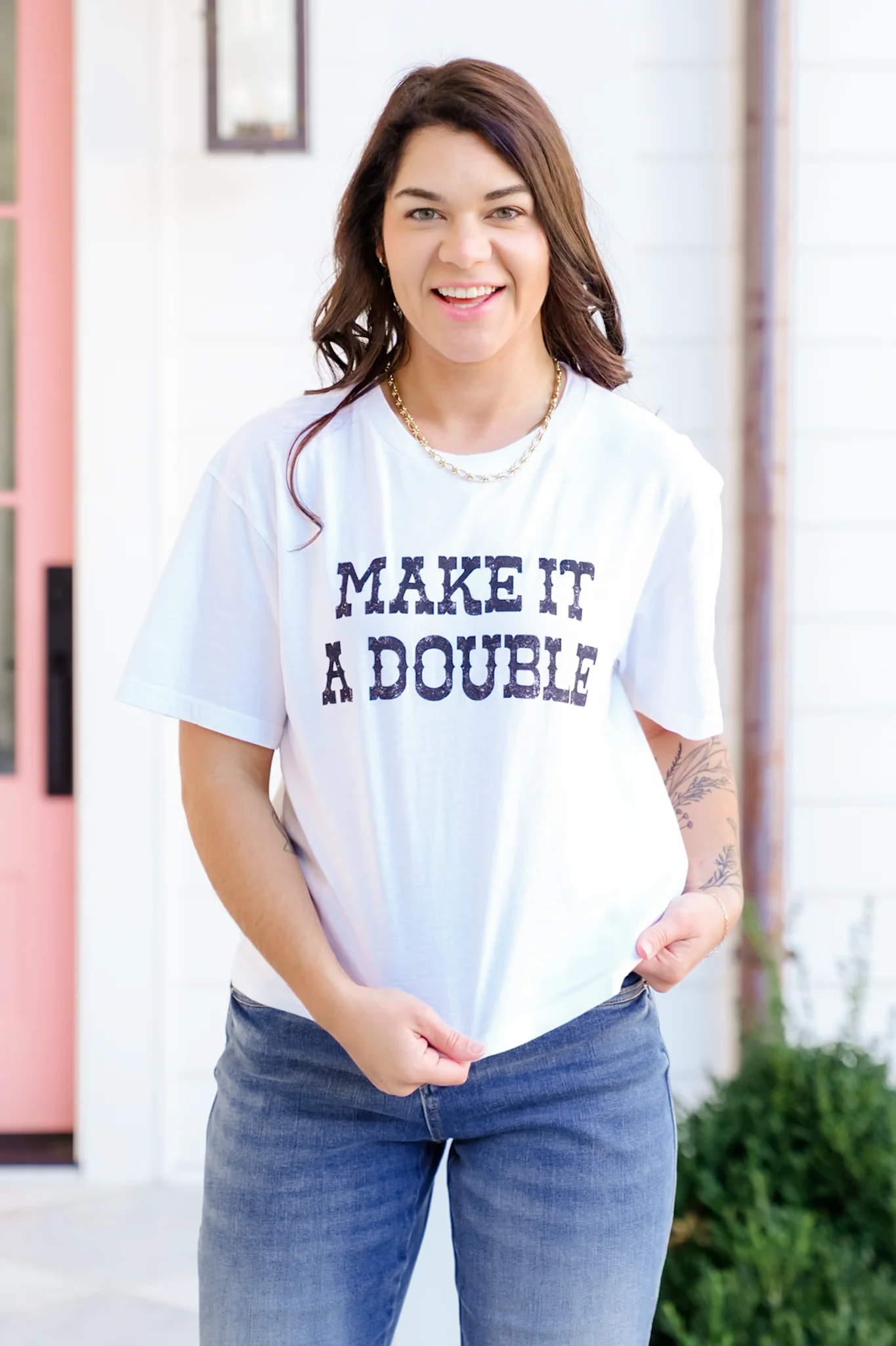 Short Sleeve "Make It A Double" Graphic Mini Tee - Image 3