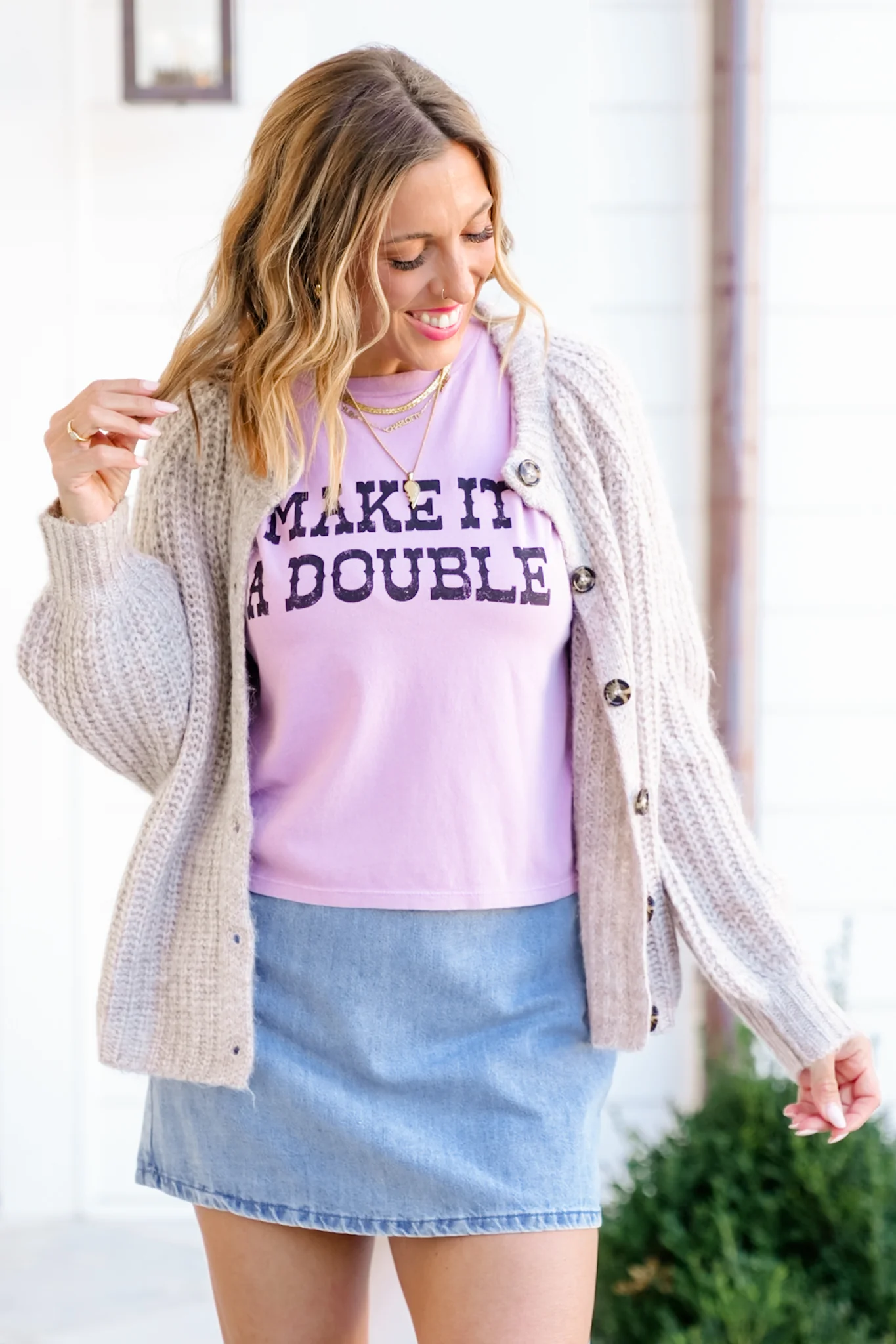 Short Sleeve "Make It A Double" Graphic Mini Tee - Image 4