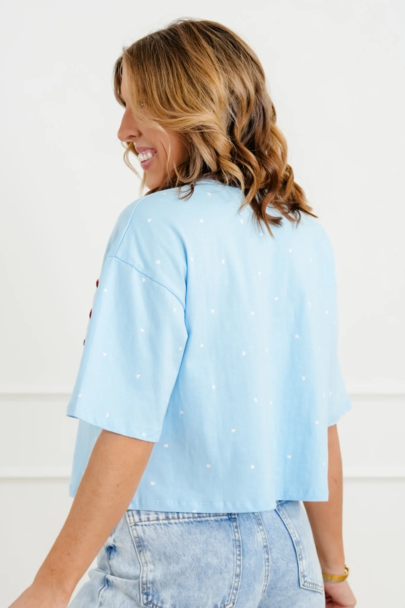Restock! Short Sleeve Ribbon American Flag Top with Bow Detail - Image 3