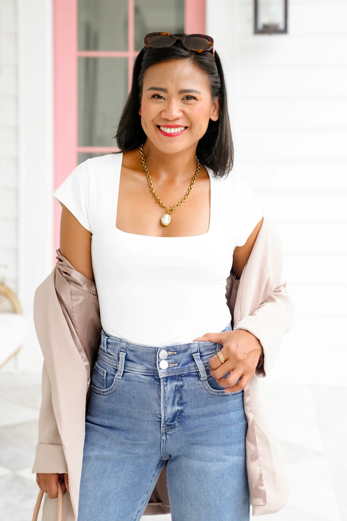 Short Sleeve Square Neck Bodysuit - Image 4