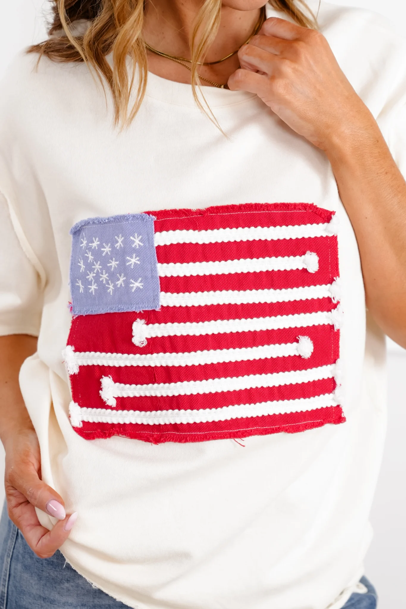 Short Sleeve Top with American Flag Detail - Image 3