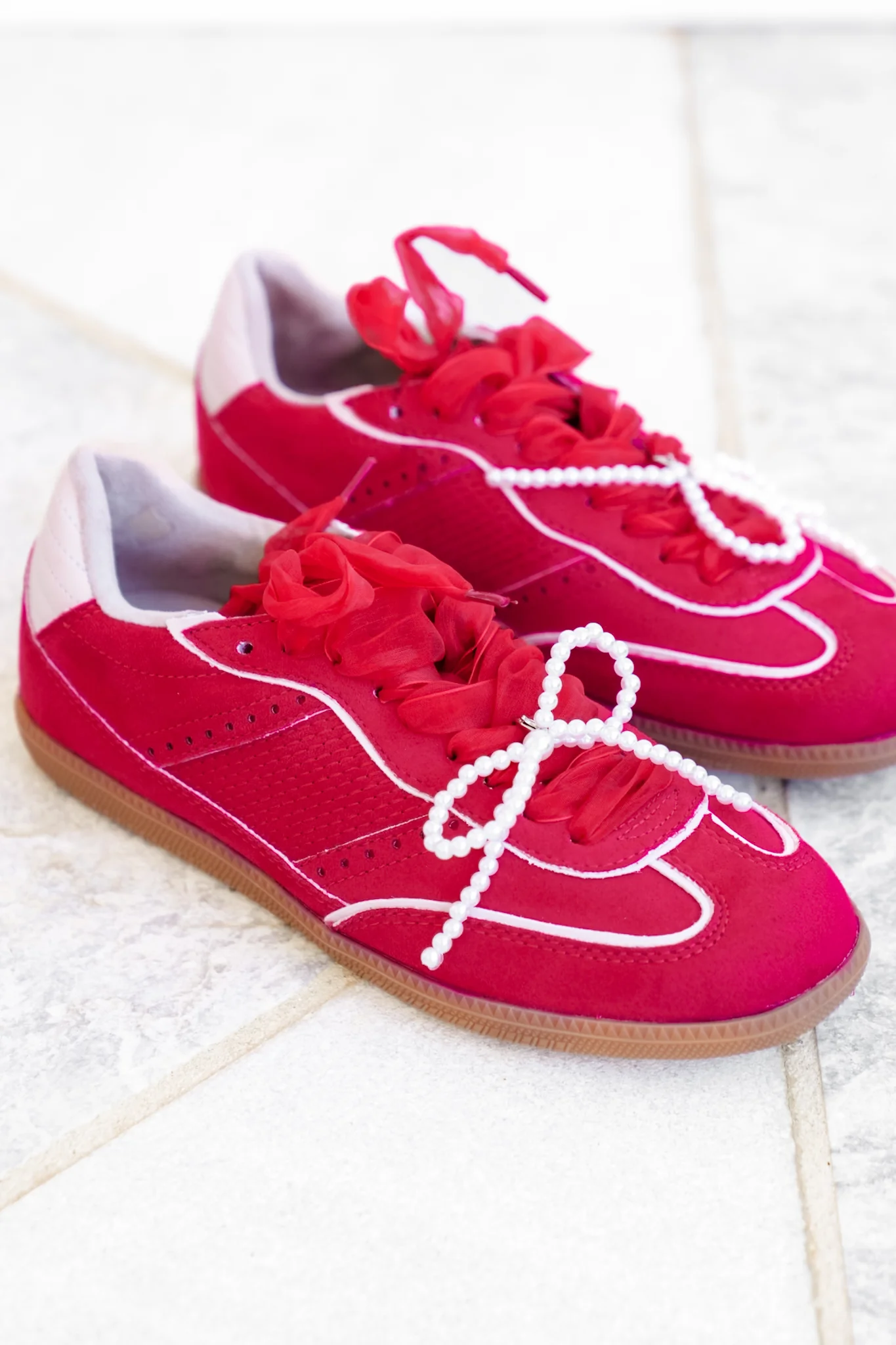 Shu Shop Lace Up Sneaker with Pearl Bow - Image 9
