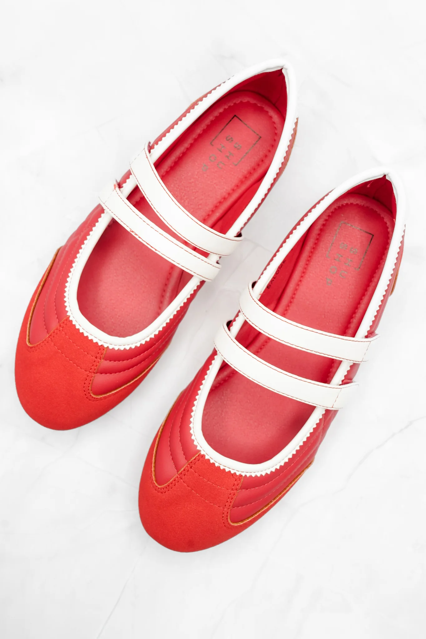 Shu Shop Mary Jane Flat with White Accents