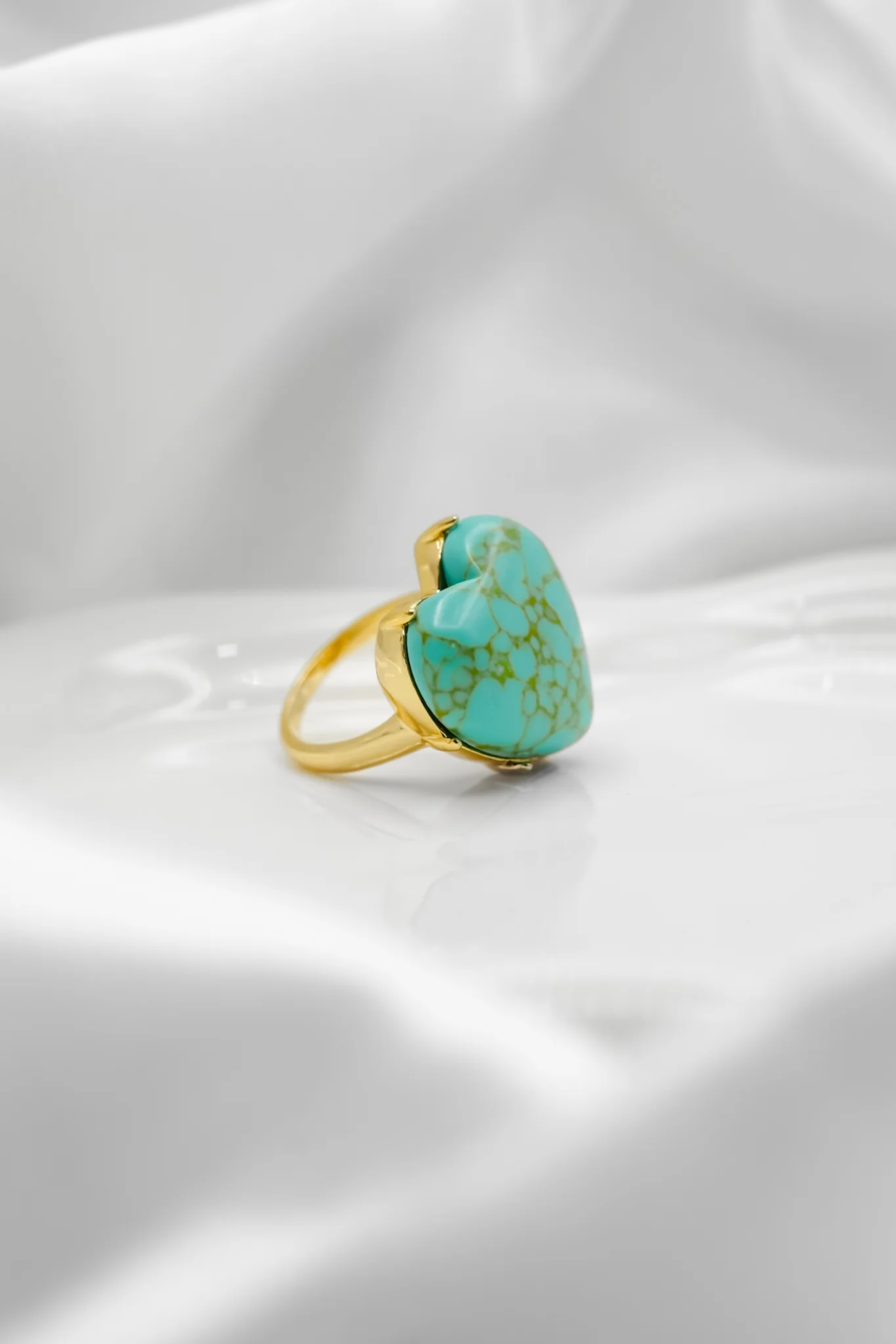 Sis Kiss Palm Beach Turquoise Stone Heart Ring - Image 3