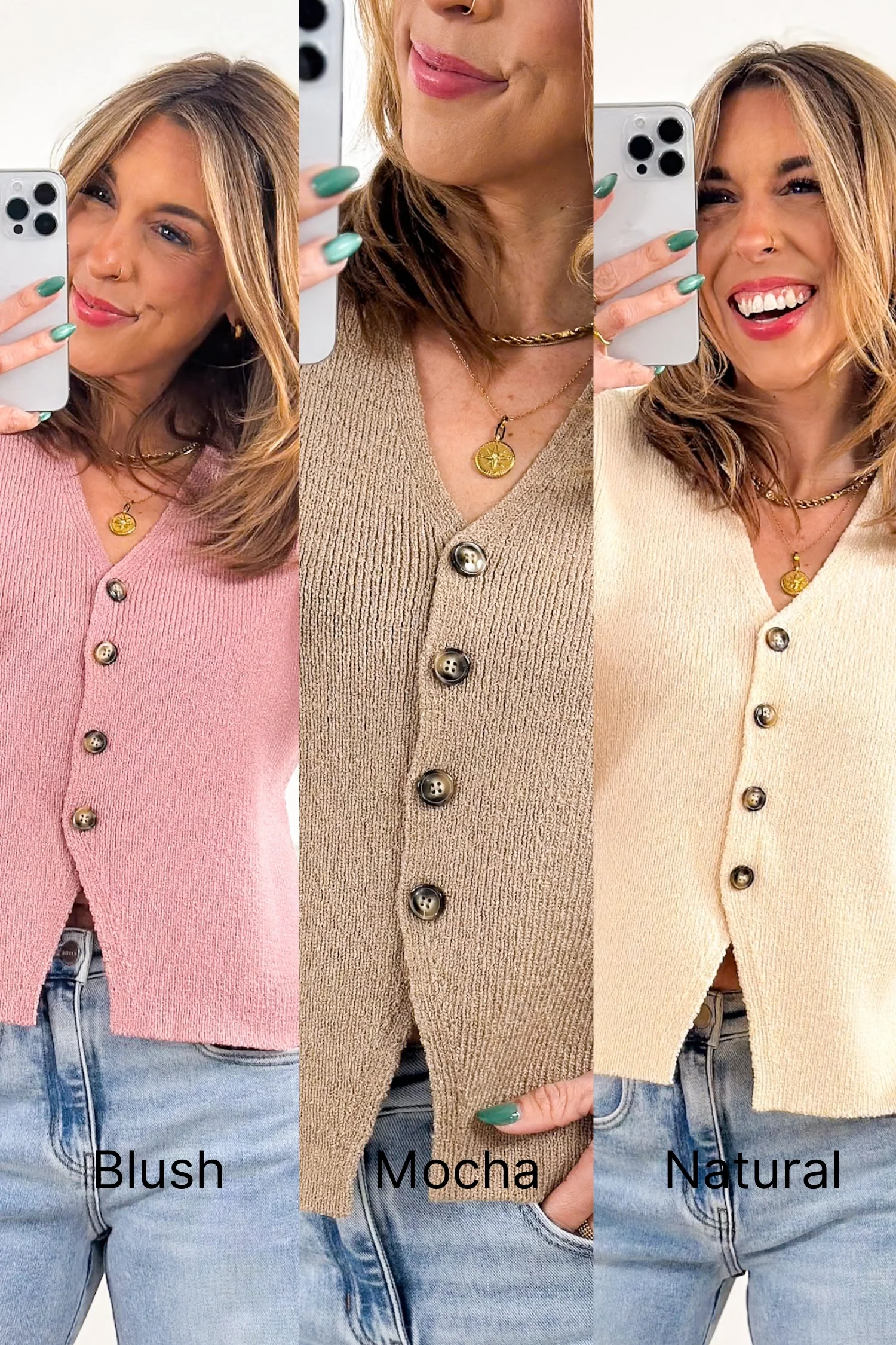 Sleeveless Button Down Sweater Vest - Image 10