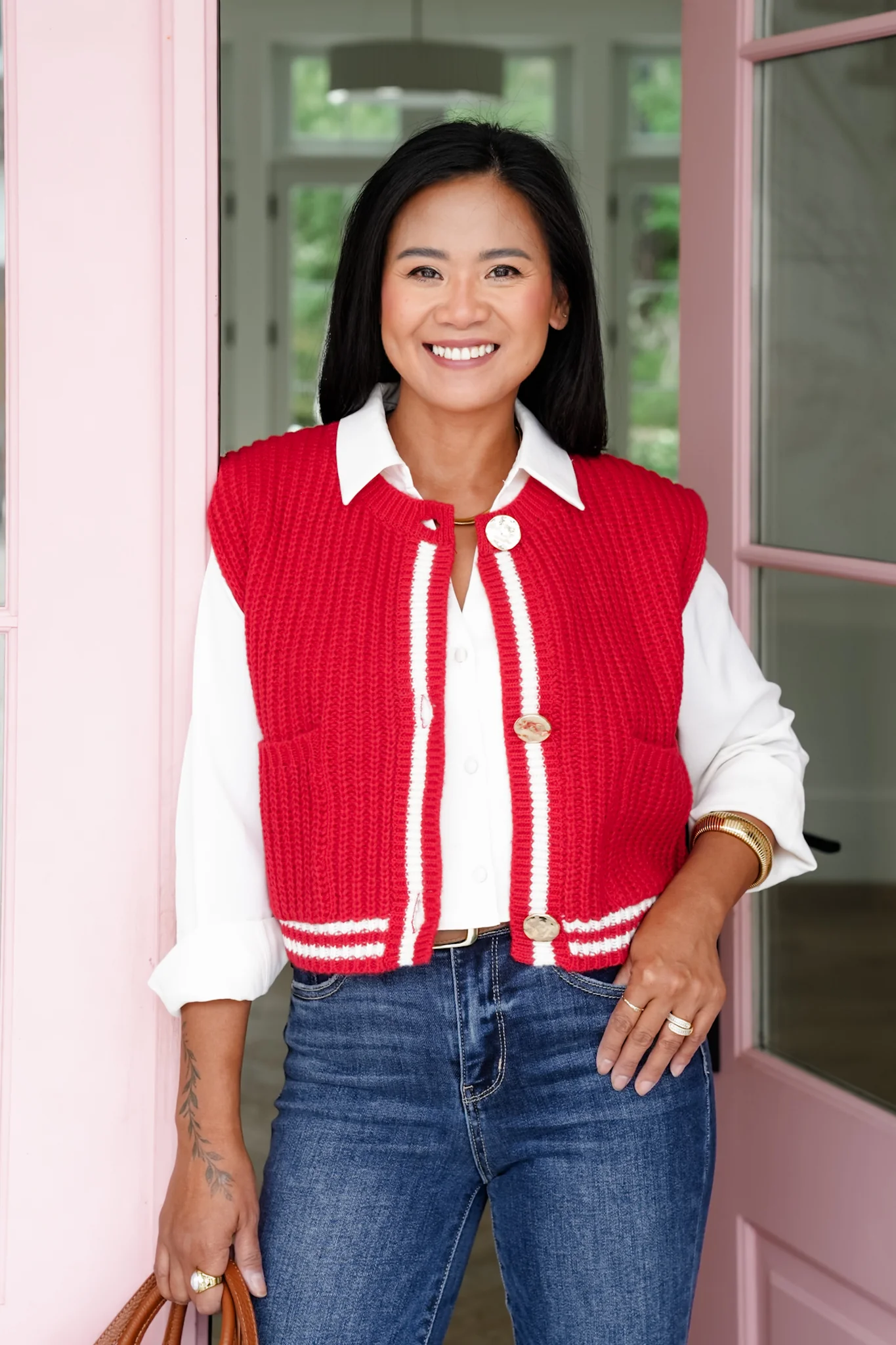Sleeveless Button Down Sweater Vest - Image 5