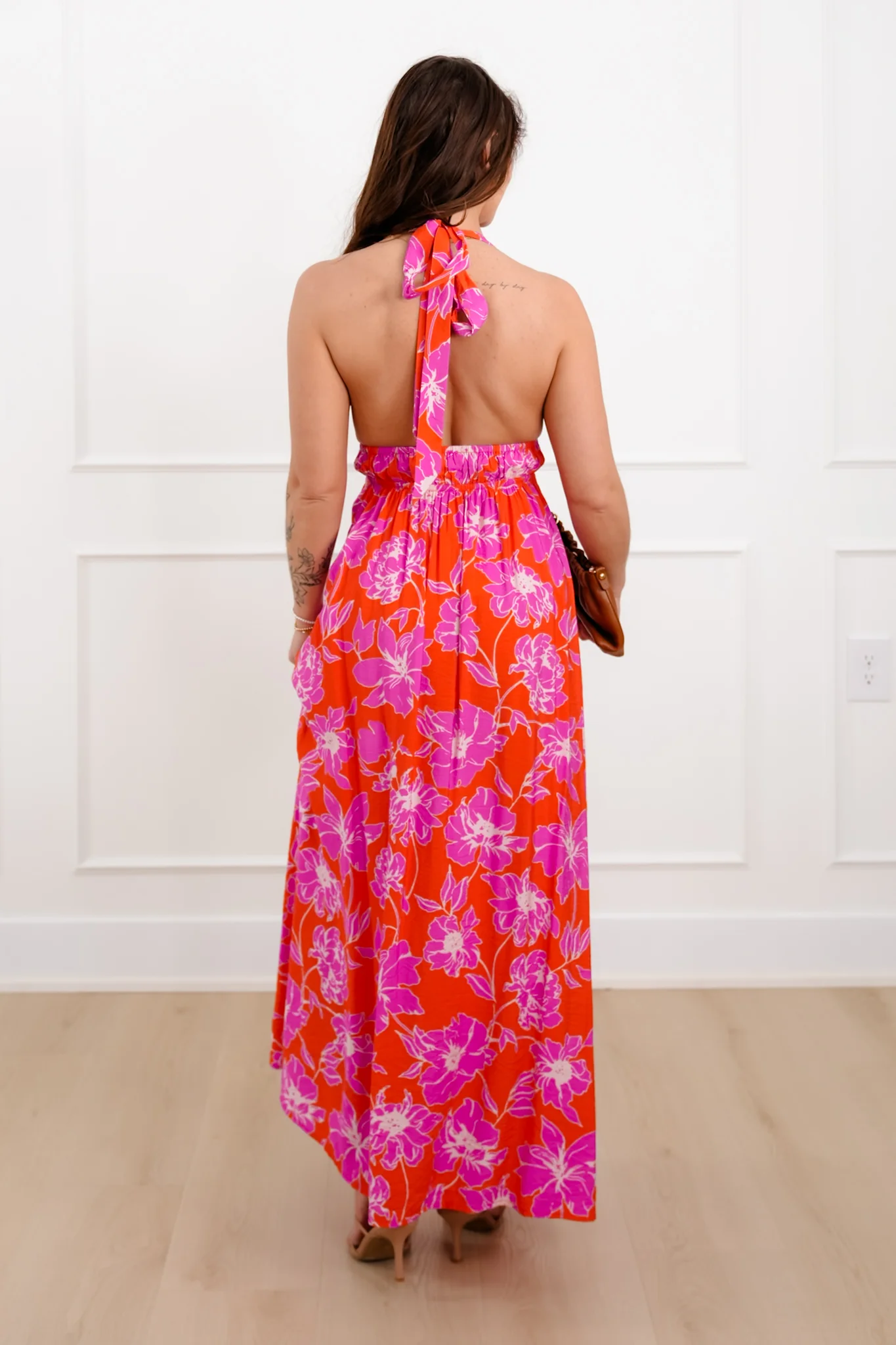 Sleeveless Floral Print Halter Neck Maxi Dress - Image 3