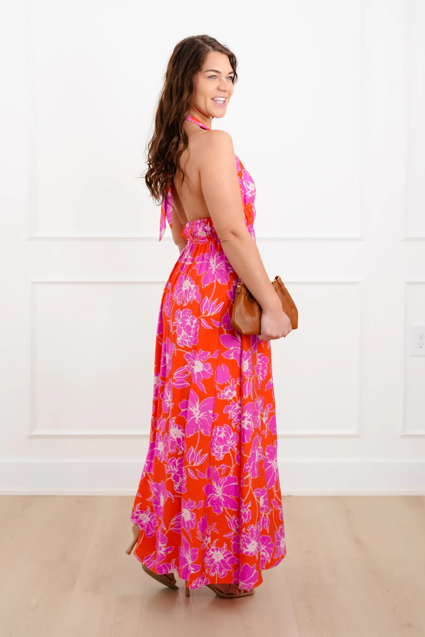 Sleeveless Floral Print Halter Neck Maxi Dress - Image 5