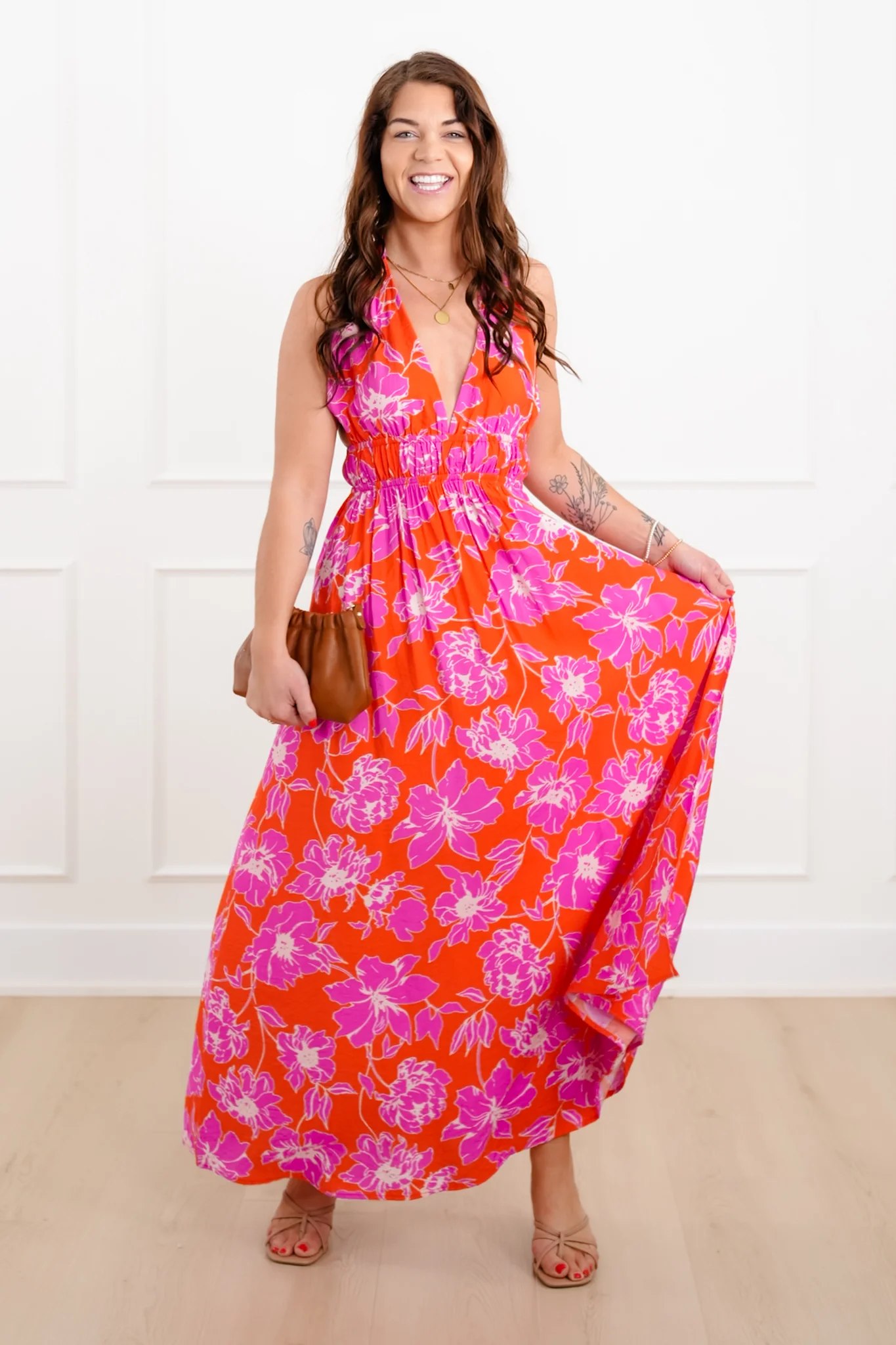 Sleeveless Floral Print Halter Neck Maxi Dress - Image 6