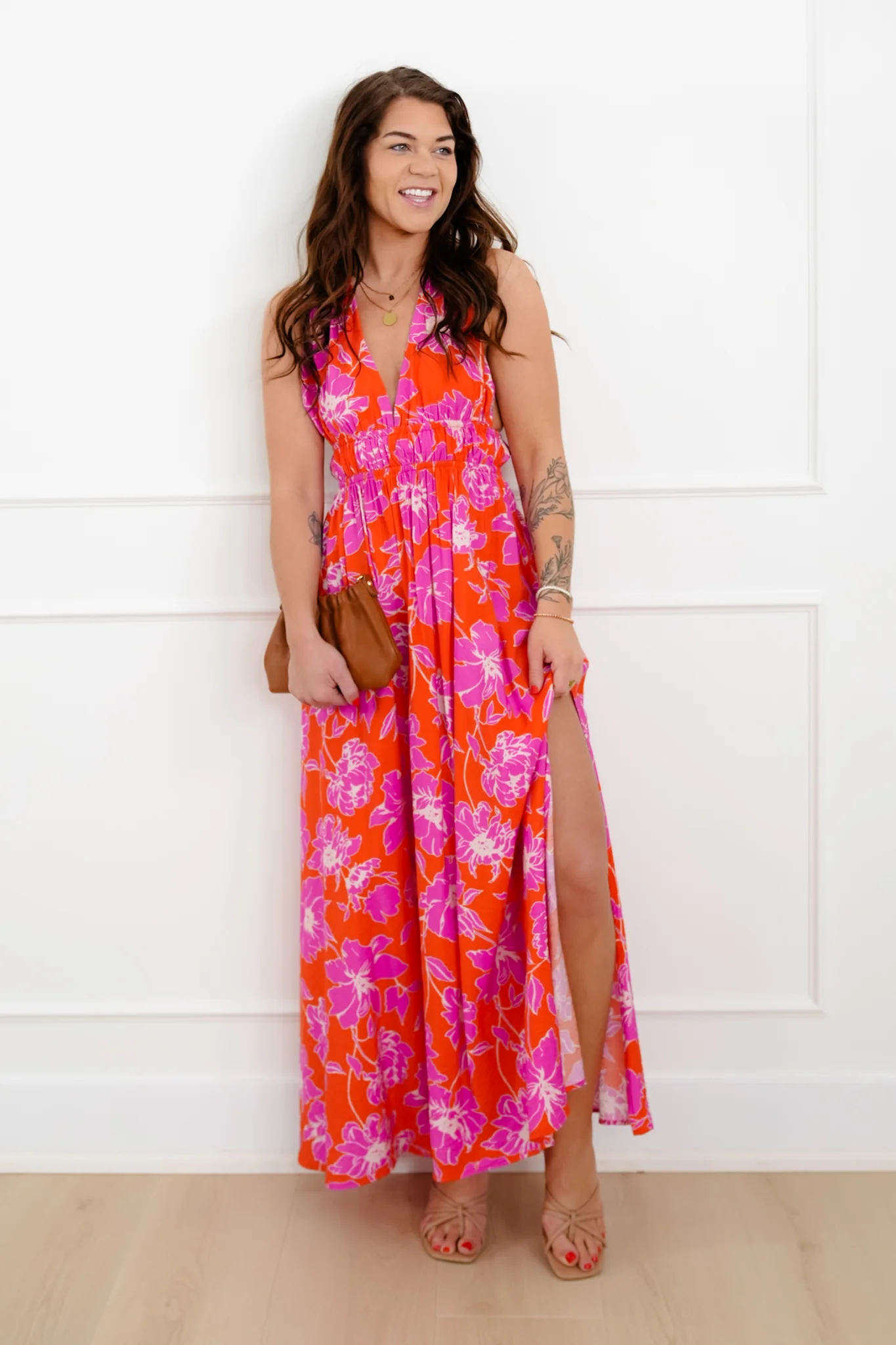 Sleeveless Floral Print Halter Neck Maxi Dress - Image 7