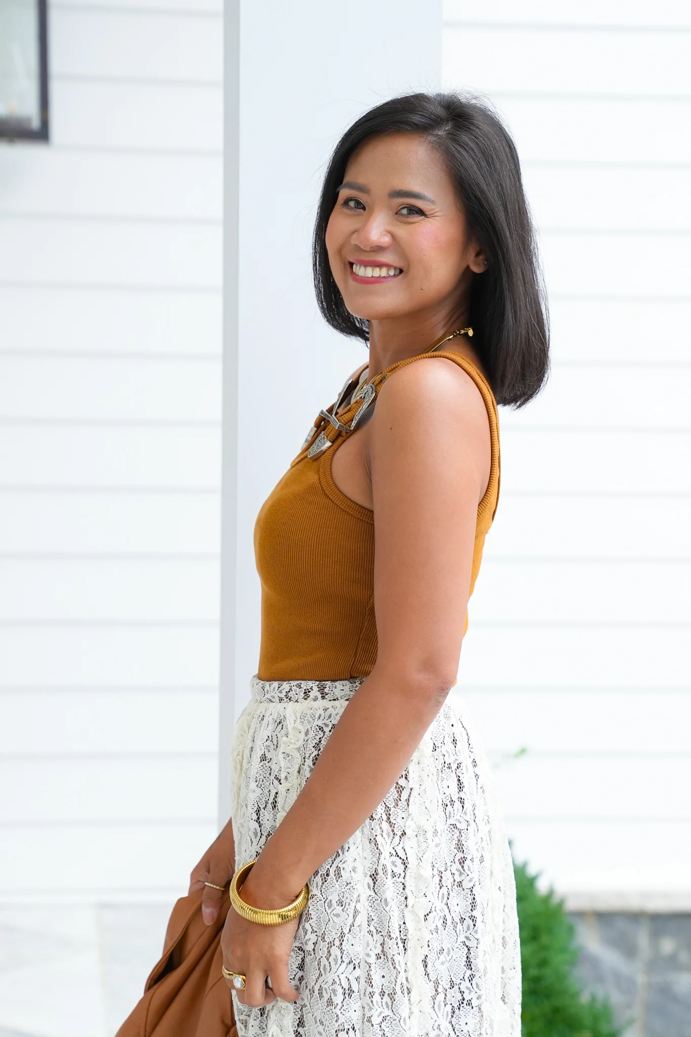 Sleeveless Ribbed Knit Bodysuit with Buckle Strap Detail - Image 7
