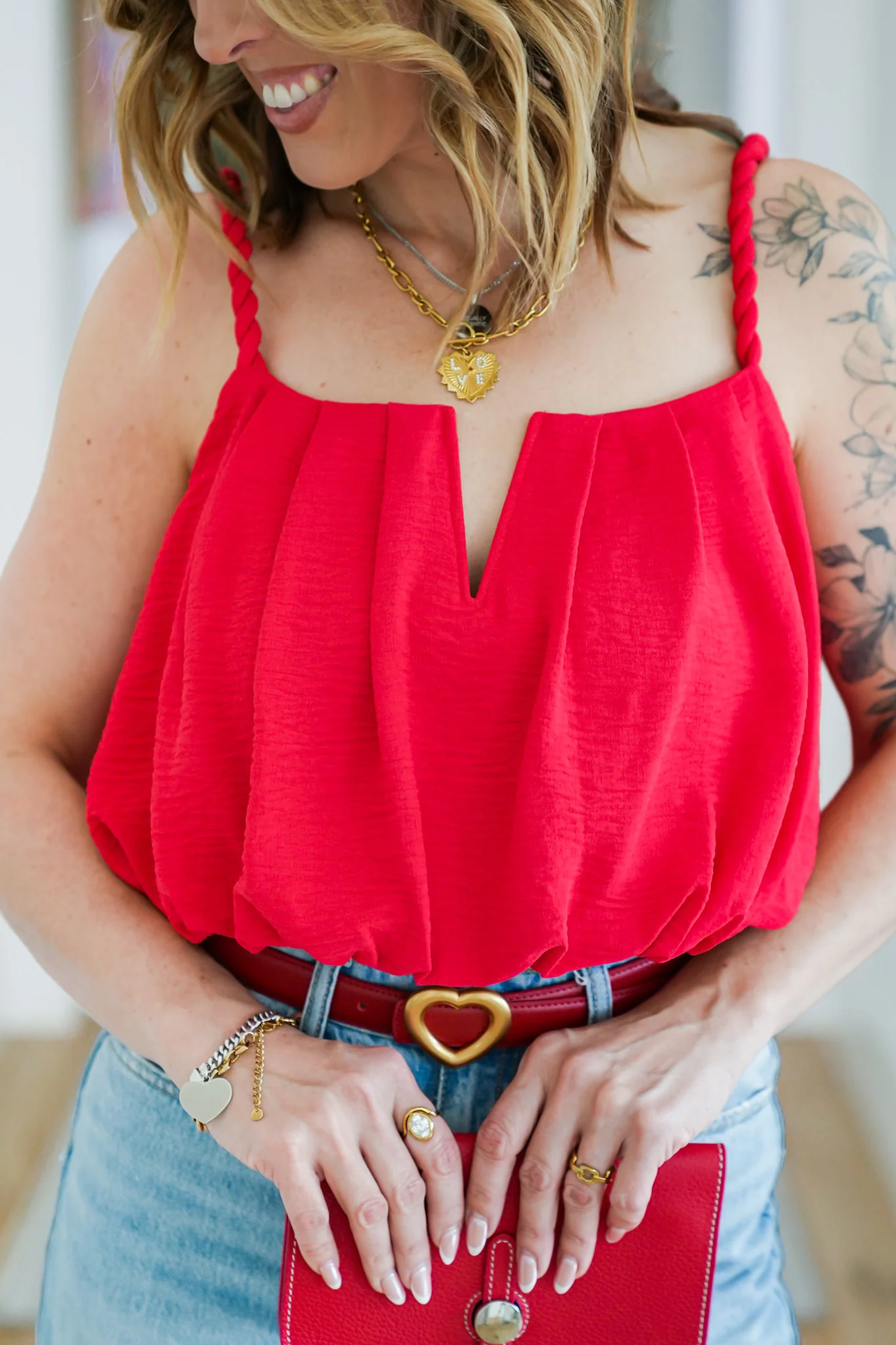 Sleeveless Twist Strap Bubble Hem Top - Image 2