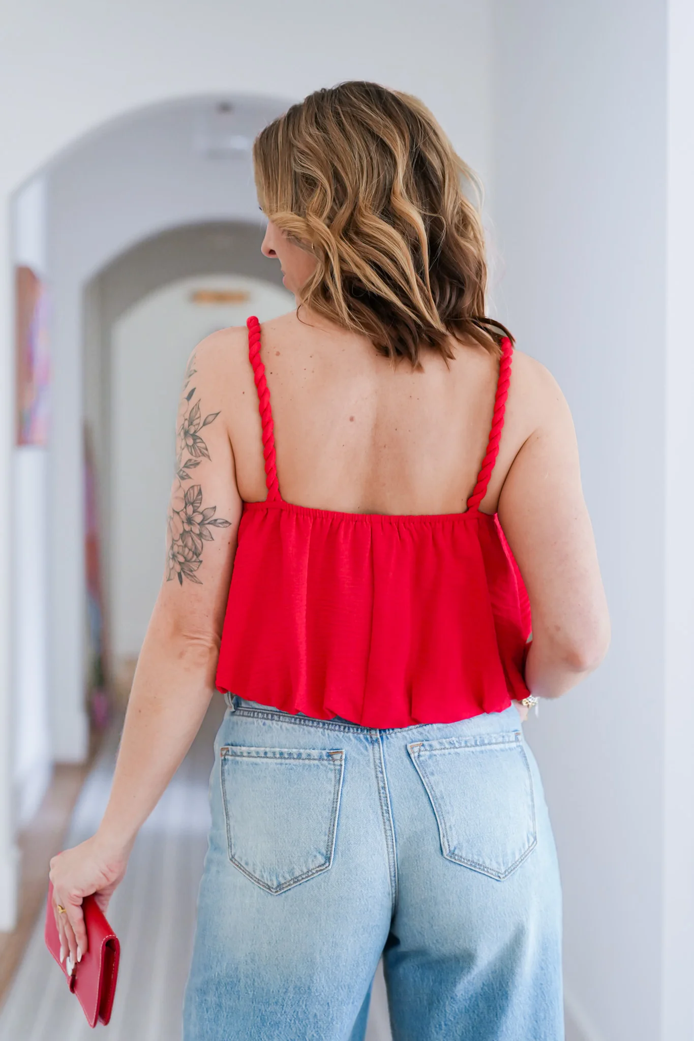 Sleeveless Twist Strap Bubble Hem Top - Image 3