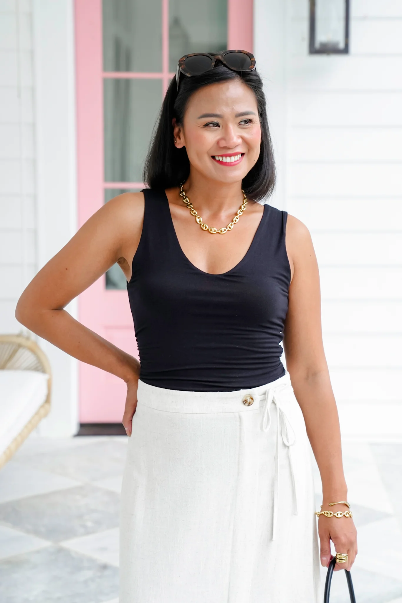 Sleeveless V Neck Bodysuit with Ruching Detail - Image 3