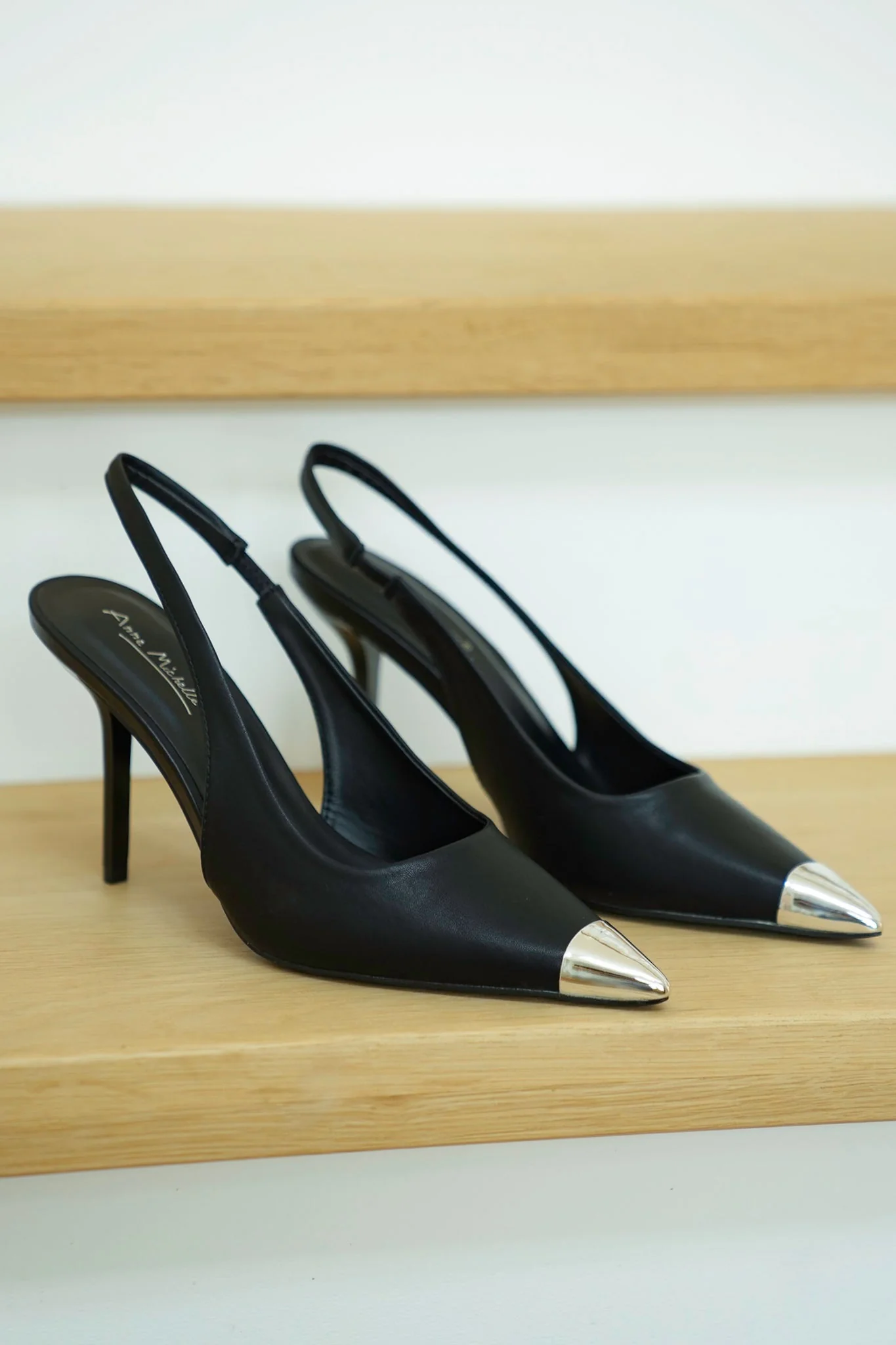 Slingback Heels with Metallic Toe Accents - Image 4