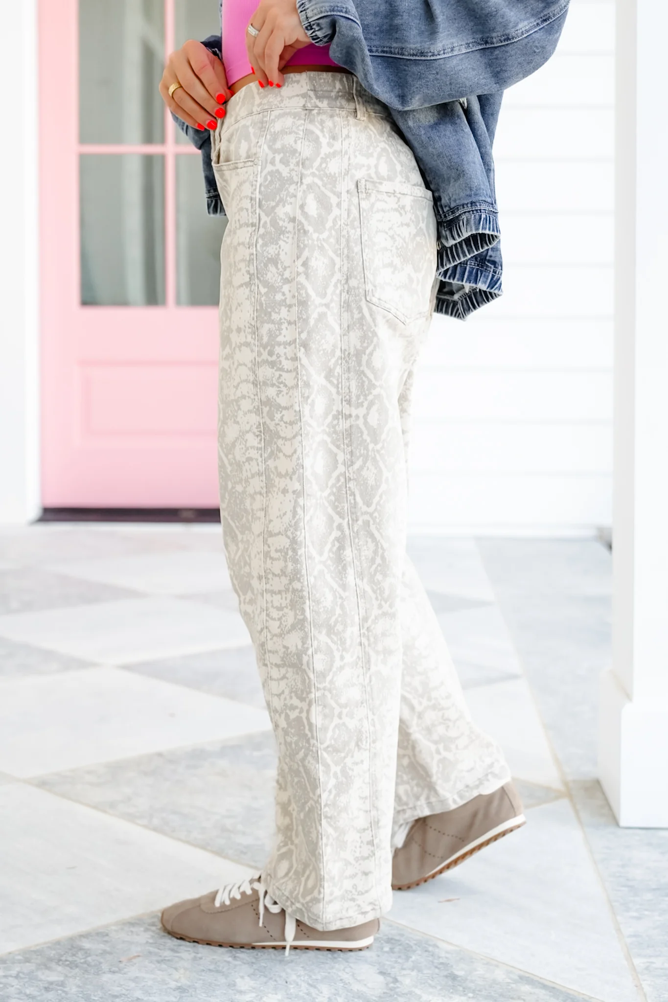 Snake Print Barrel Jeans - Image 4