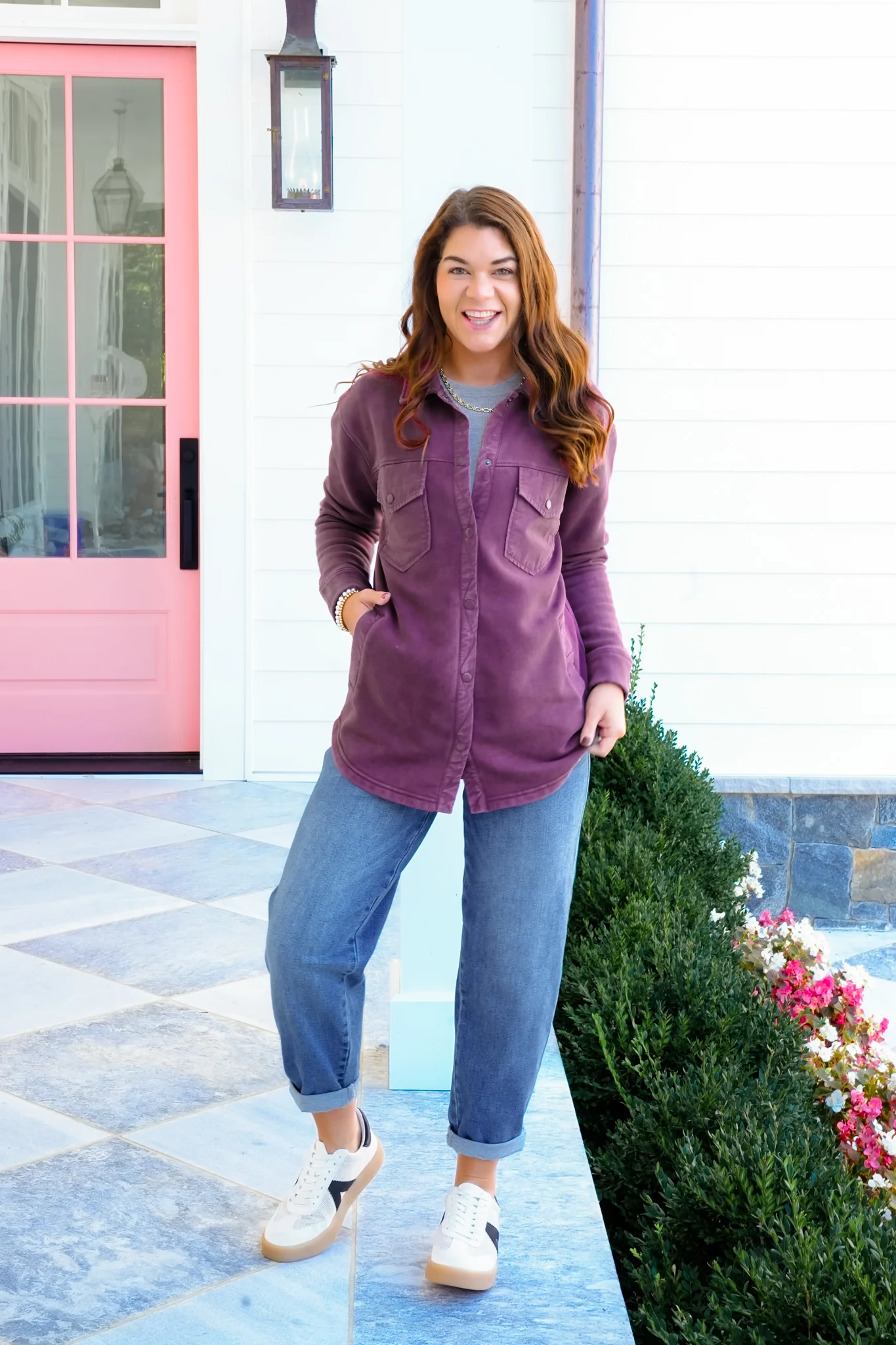 Long Sleeve Snap Button Shacket with Pockets - Image 4