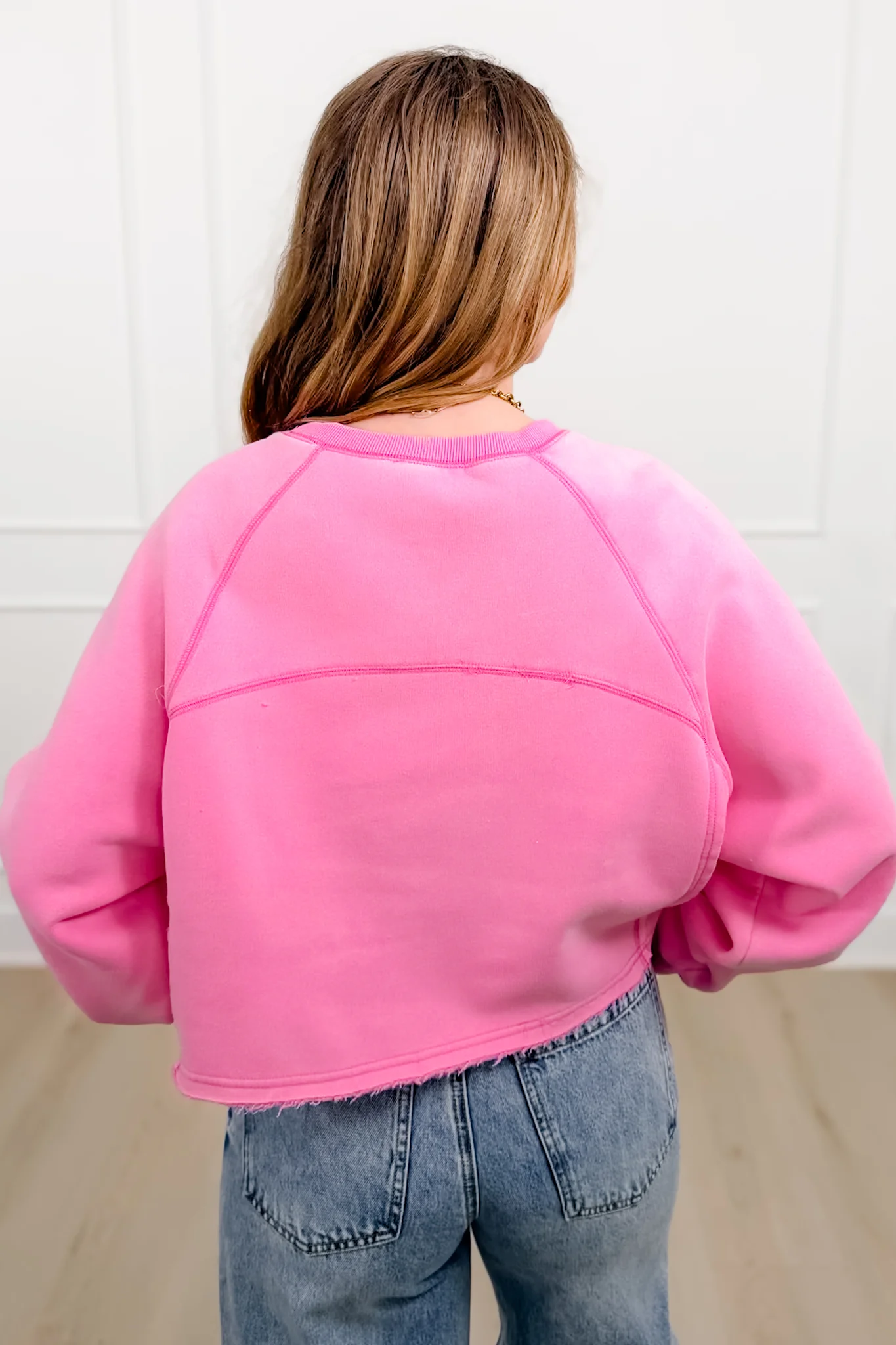 Solid Color Long Sleeve Crop Sweatshirt - Image 7