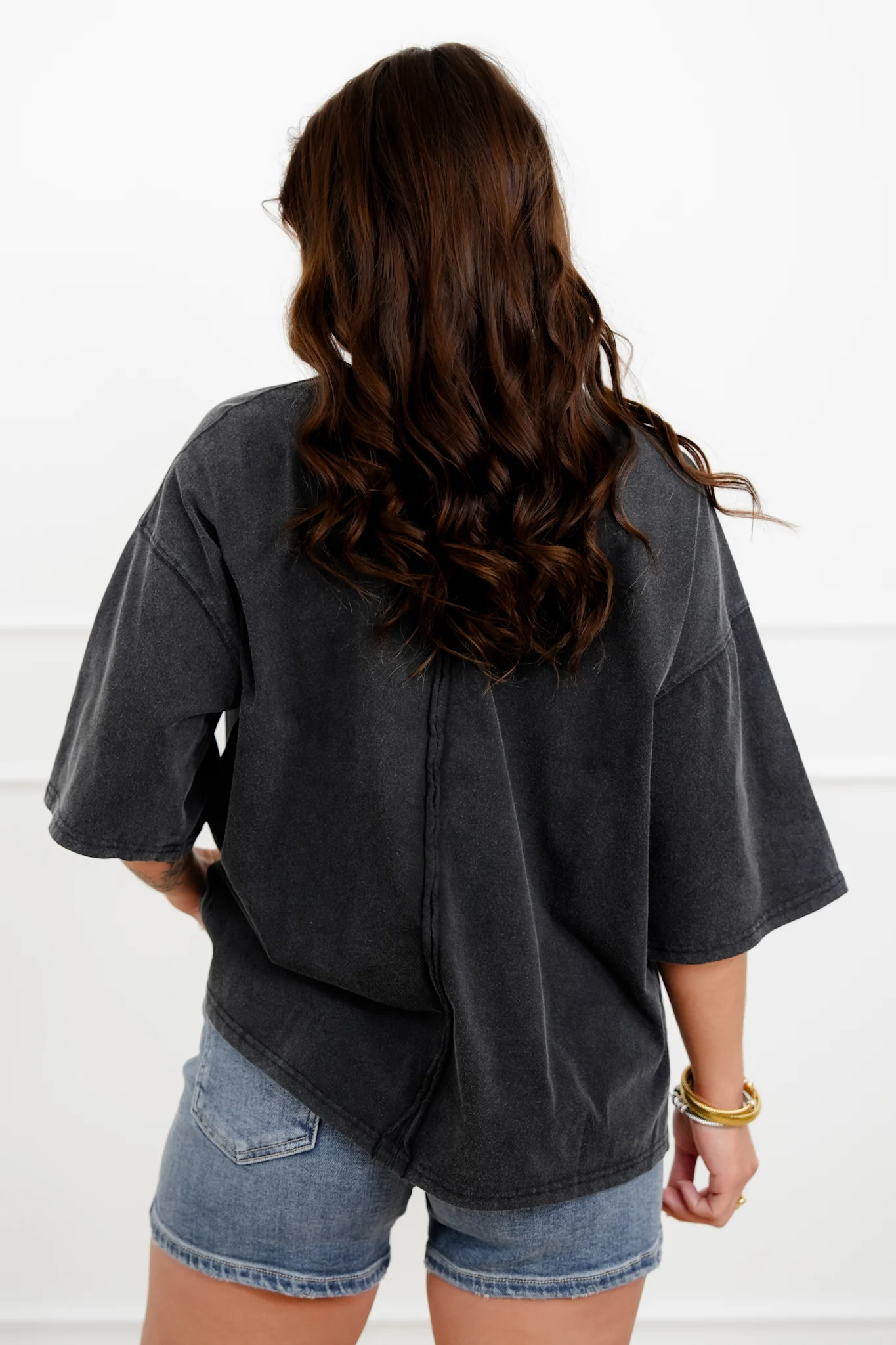 Solid Color Short Sleeve Crew Neck Top - Image 7