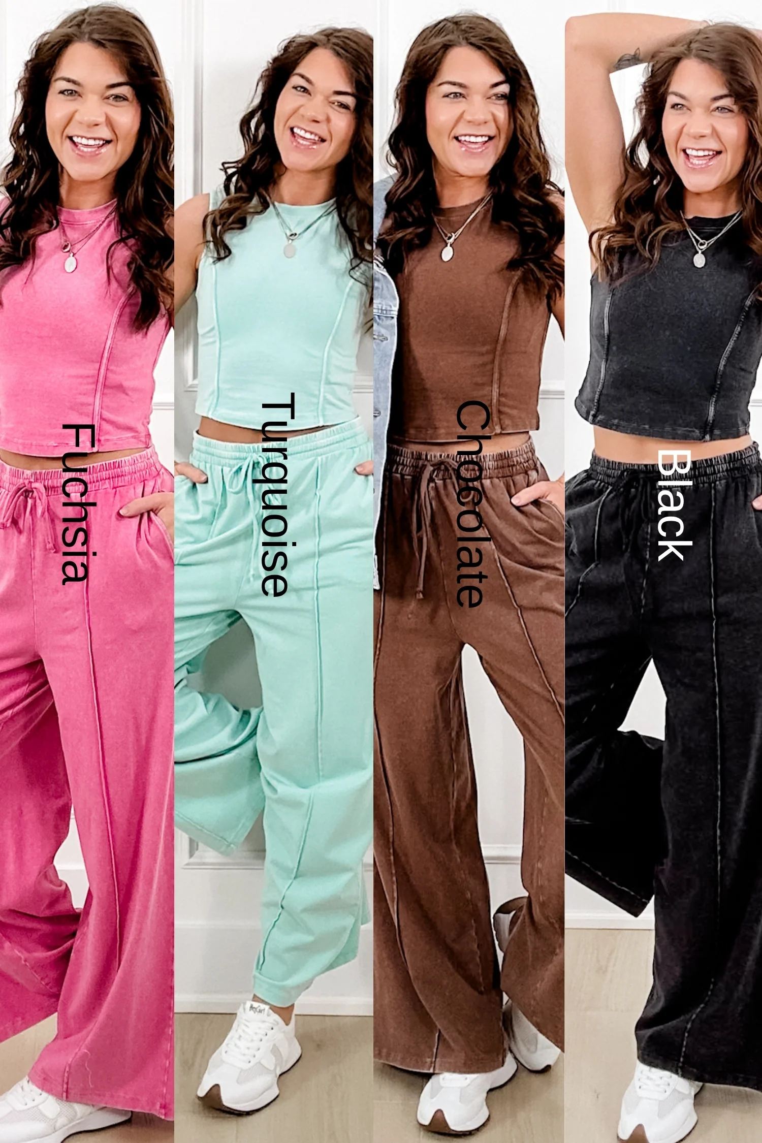 Solid Color Sleeveless Crop Top and Pants Set - Image 13