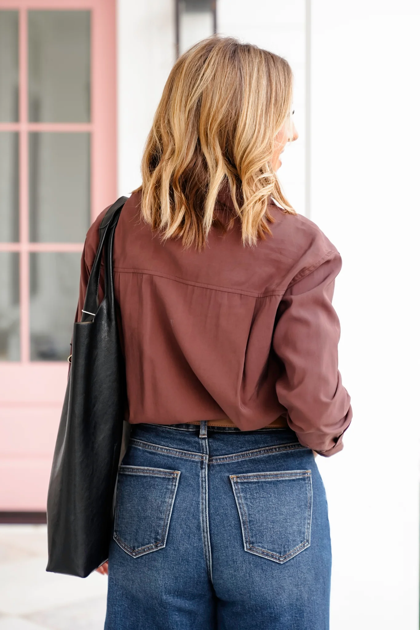 Solid Lightweight Collared Button Up Top - Image 7