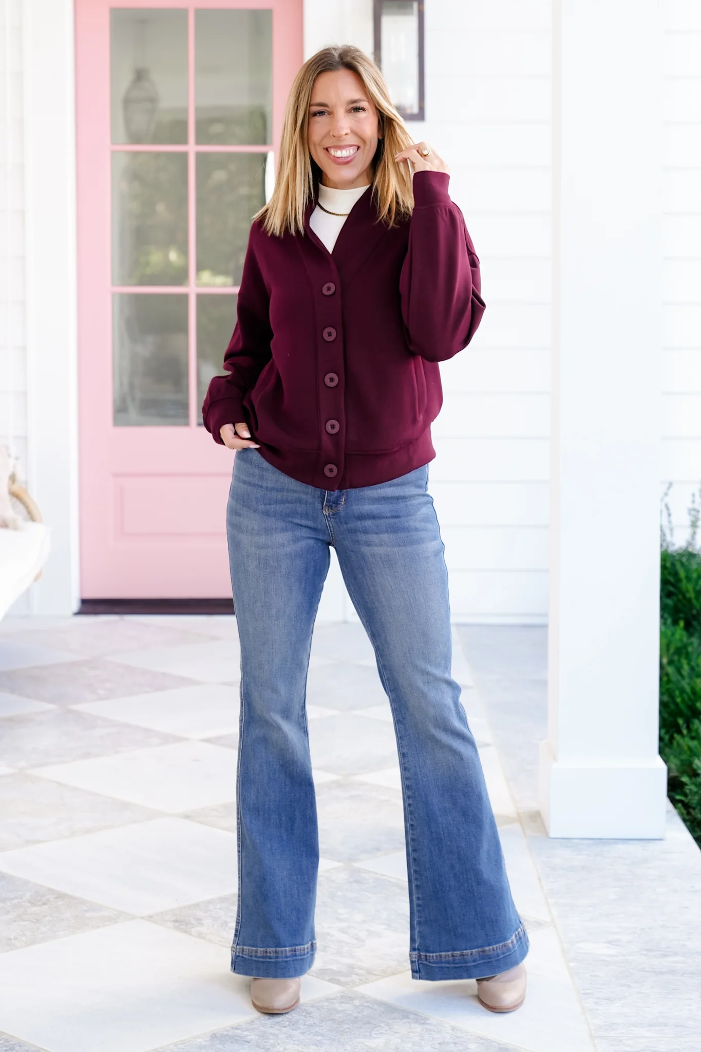 Solid Long Sleeve Knit Button Up Cardigan - Image 11