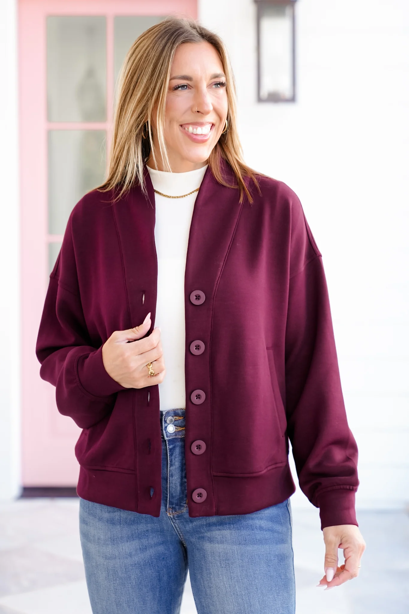 Solid Long Sleeve Knit Button Up Cardigan - Image 2