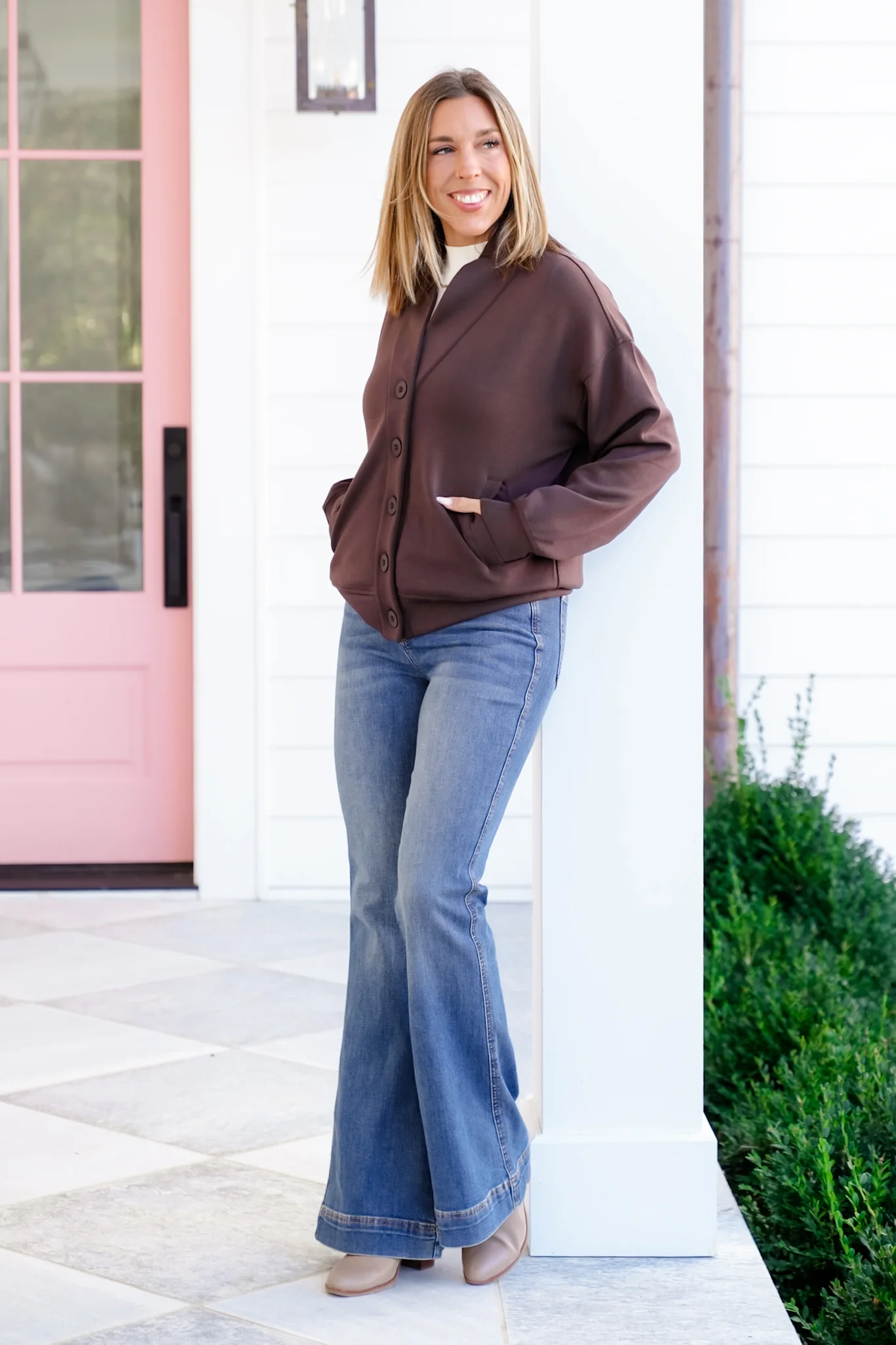 Solid Long Sleeve Knit Button Up Cardigan - Image 4